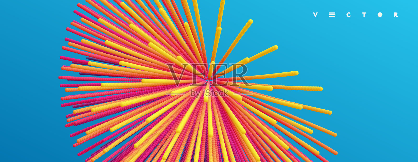 点爆炸。带有动态发射粒子的数组。3 d技术风格。抽象的背景。矢量插图。插画图片素材