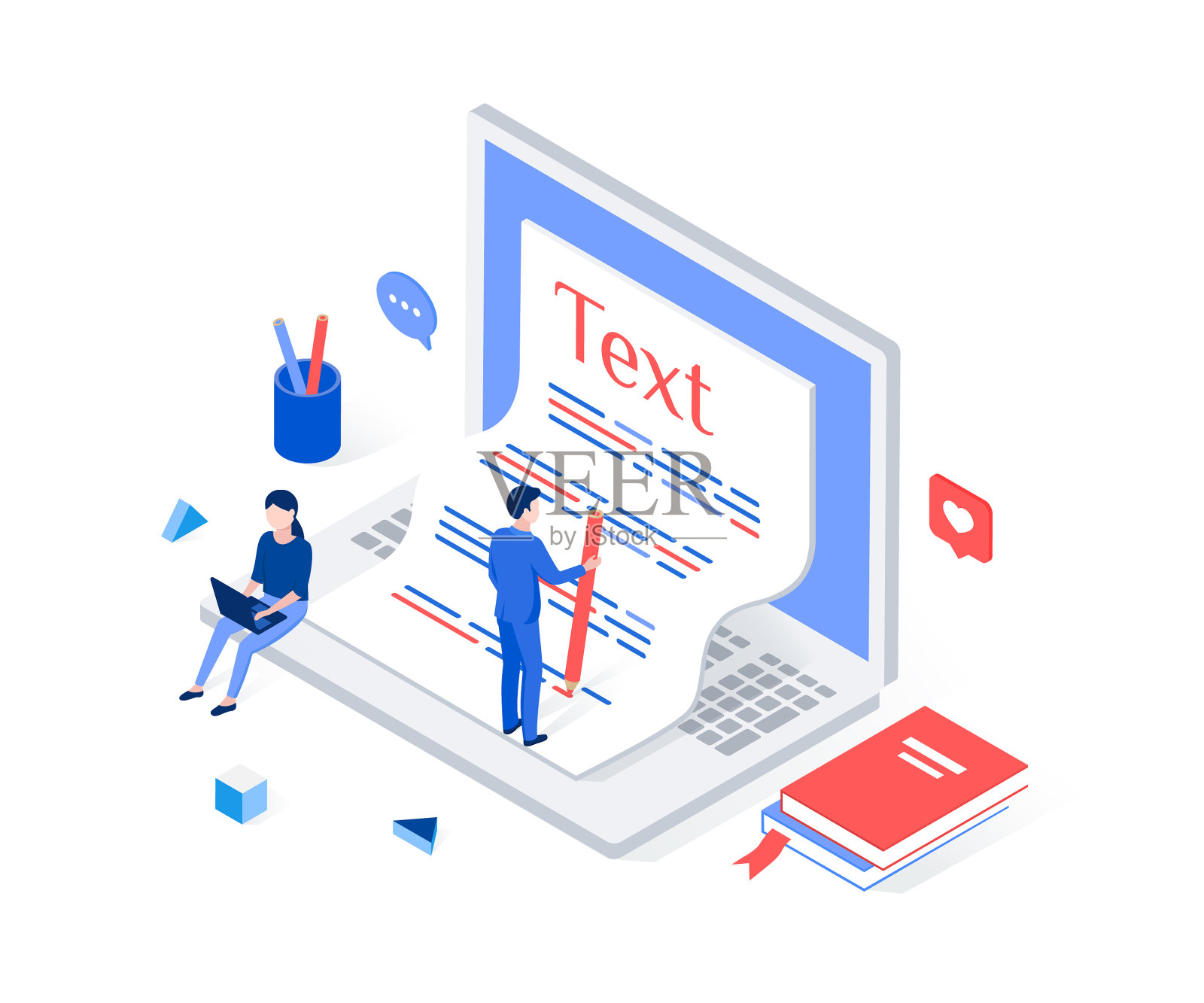 博客文案写作等距概念设计元素图片