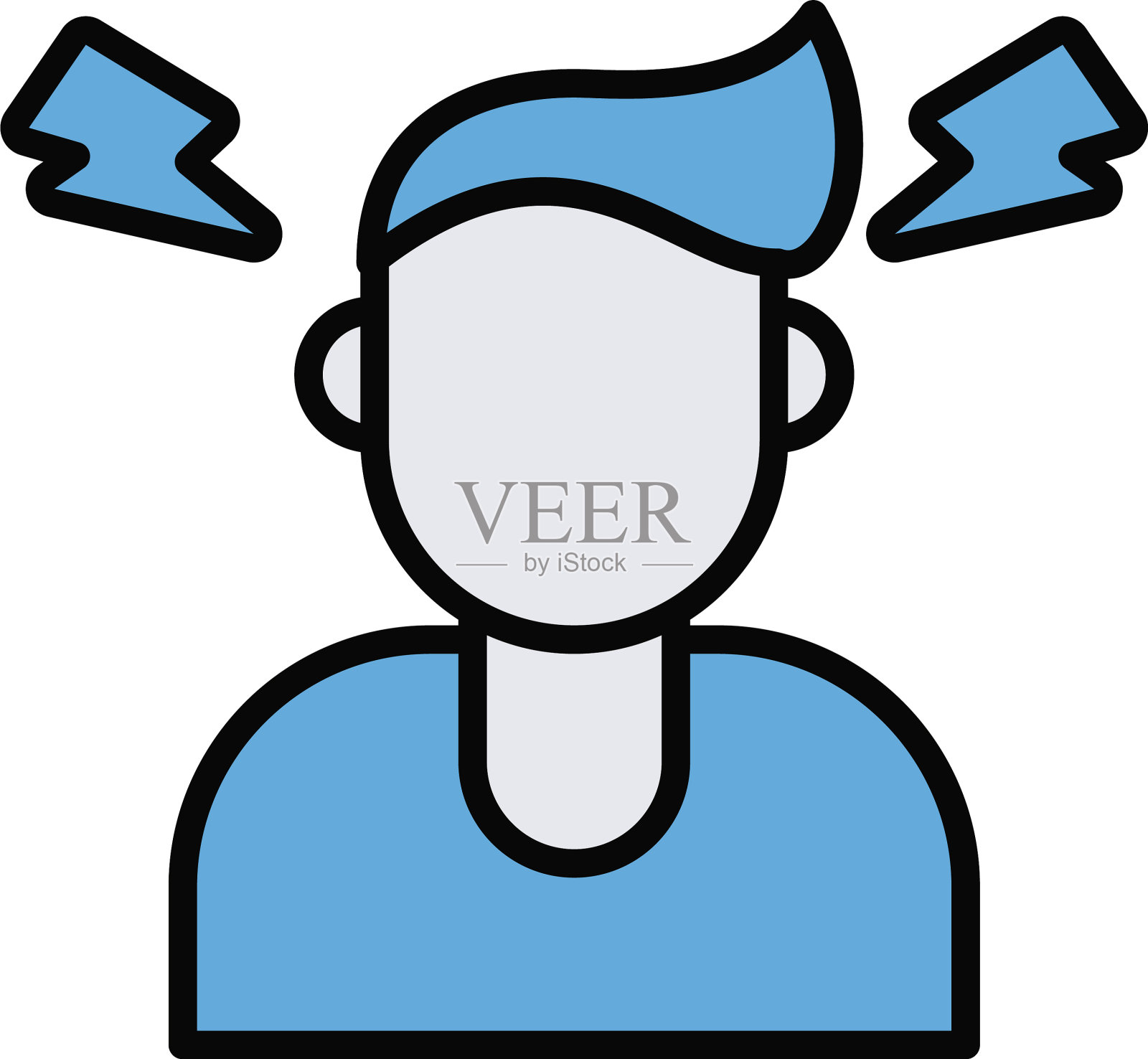 新冠头痛患者的症状线和填补插画图片素材