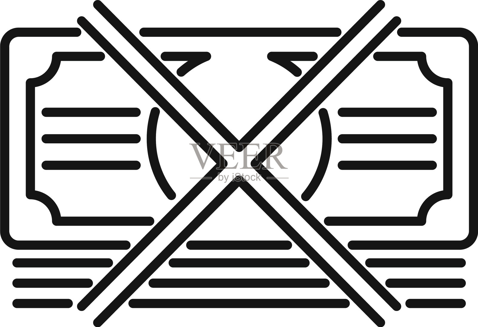 无现金钞票图标提纲风格图标素材