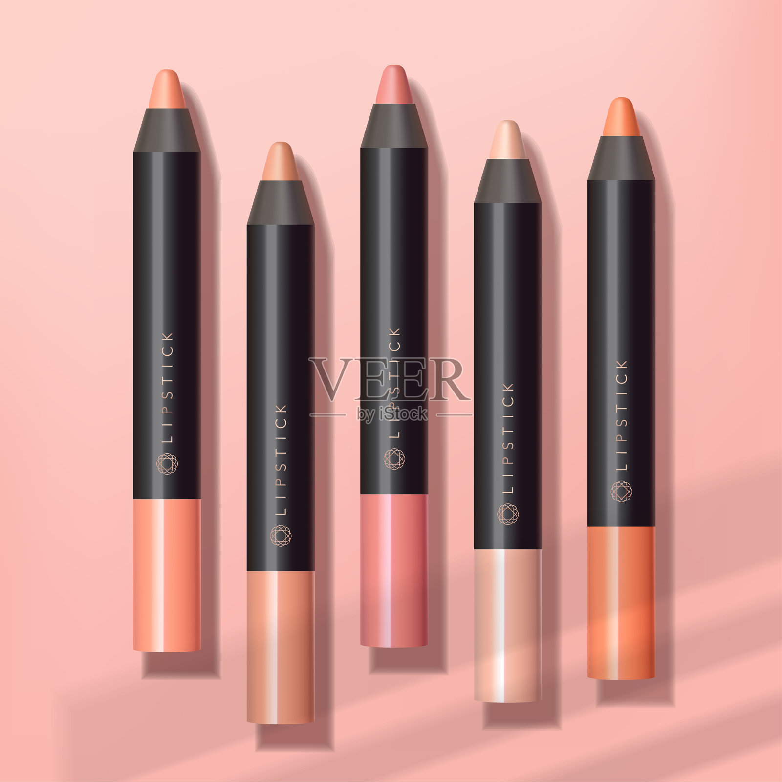 粉色背景的黑色唇笔插画图片素材