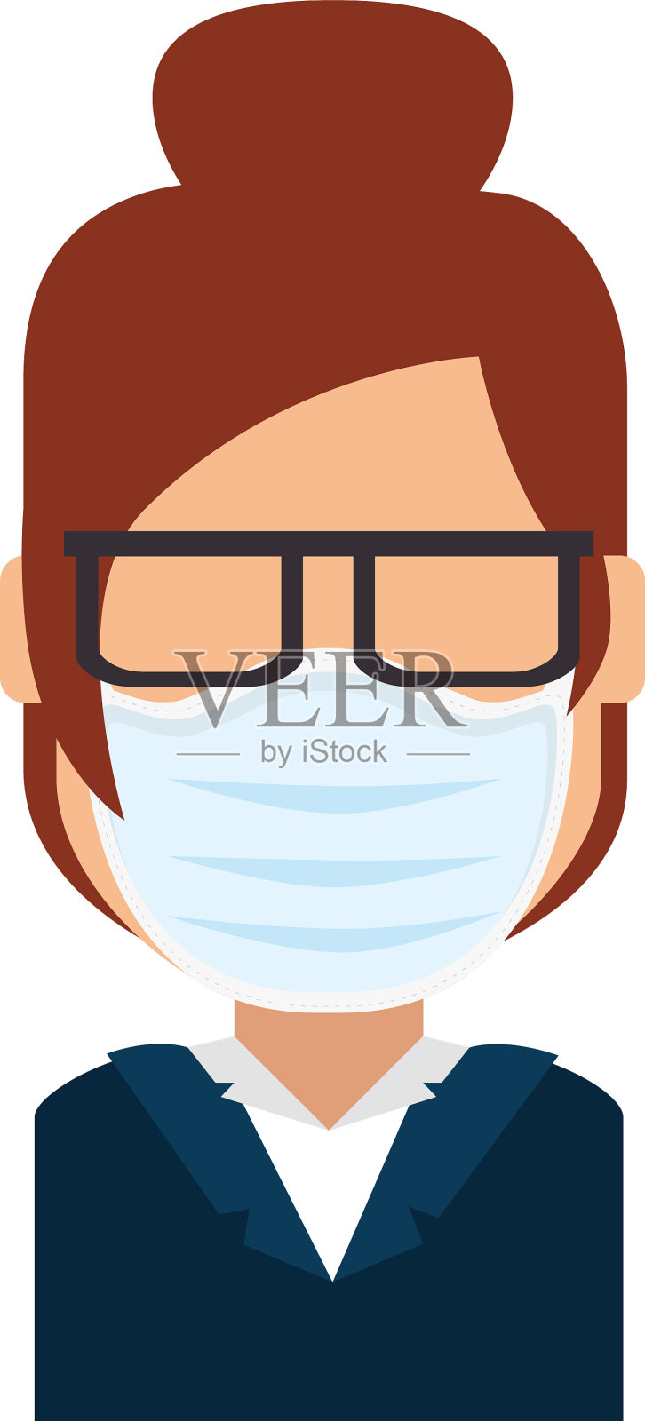 戴着面罩和眼镜的女商人设计元素图片