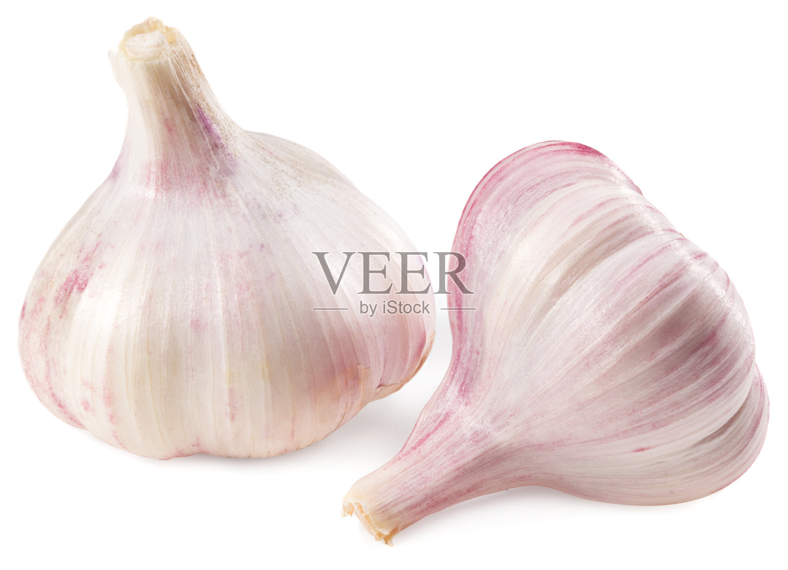 大蒜孤立在白色背景上。全景深照片摄影图片