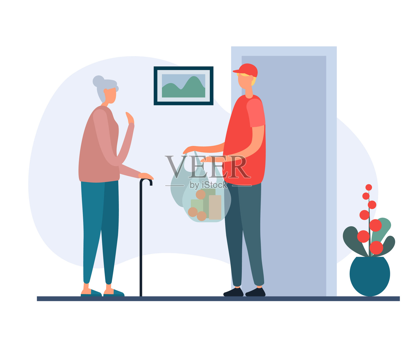 男工人送产品设计元素图片