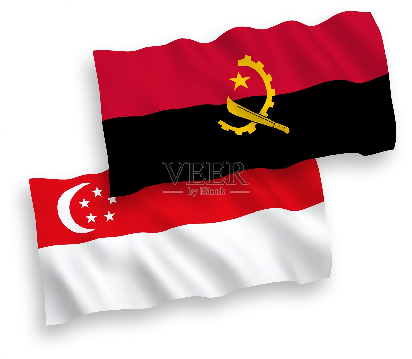 安哥拉和新加坡的国旗上有白色设计元素图片