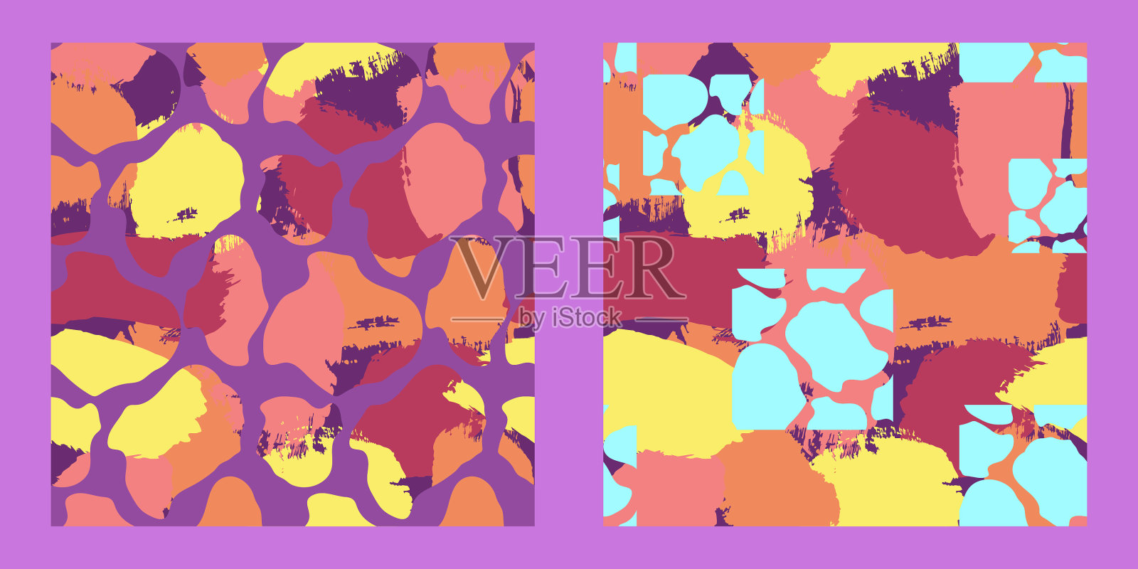 两个抽象的打印插画图片素材