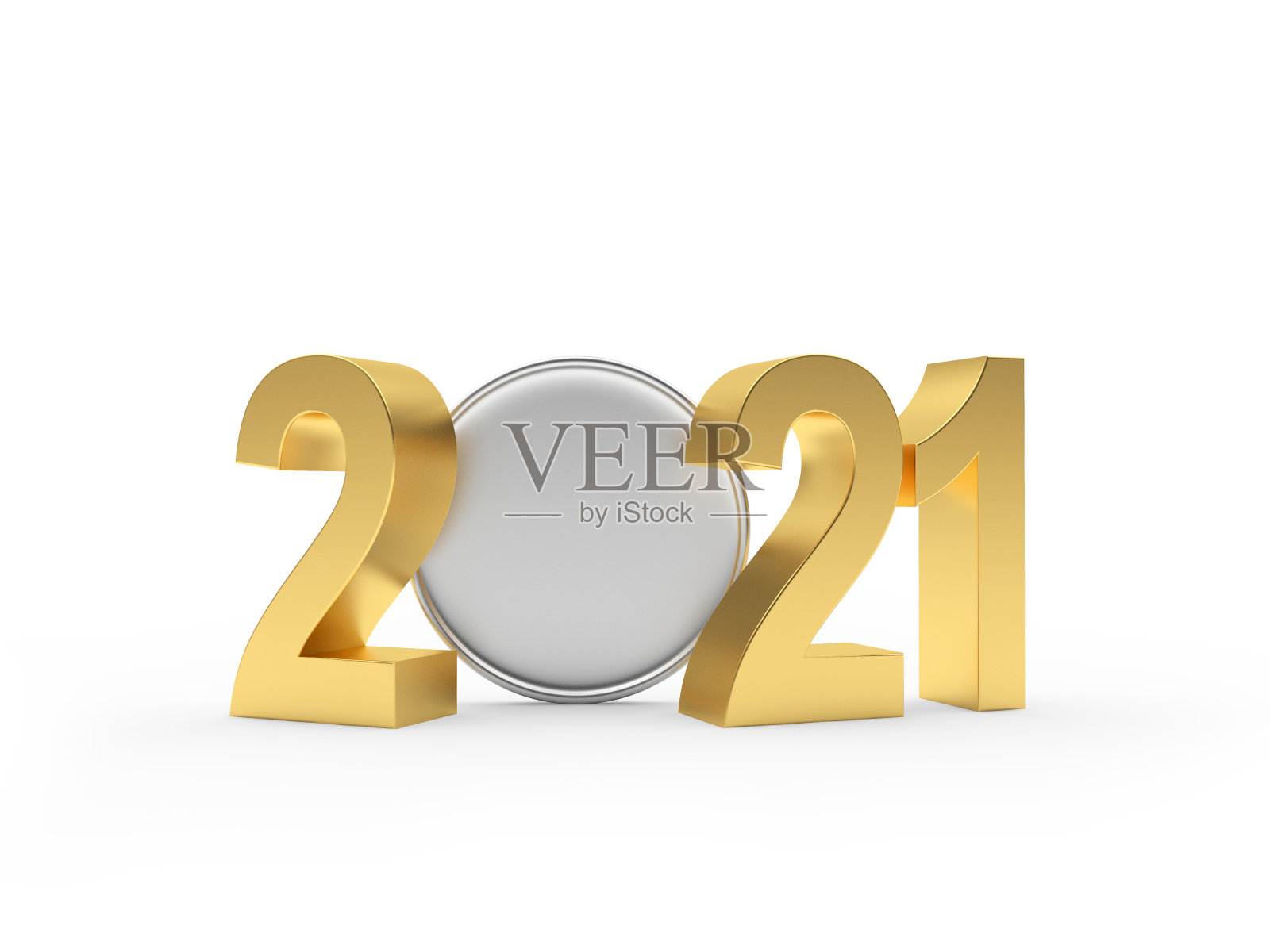 黄金2021数字和空白硬币照片摄影图片