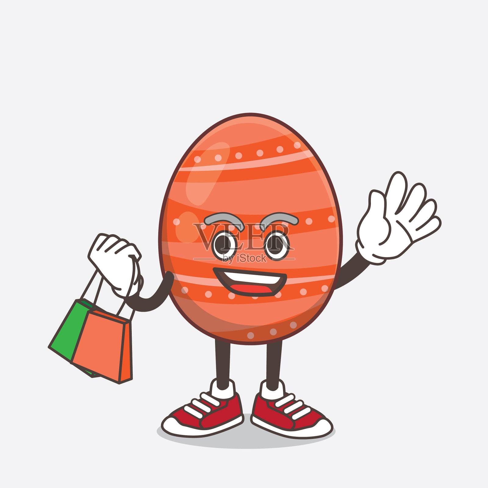 复活节彩蛋卡通吉祥物人物挥手和插画图片素材