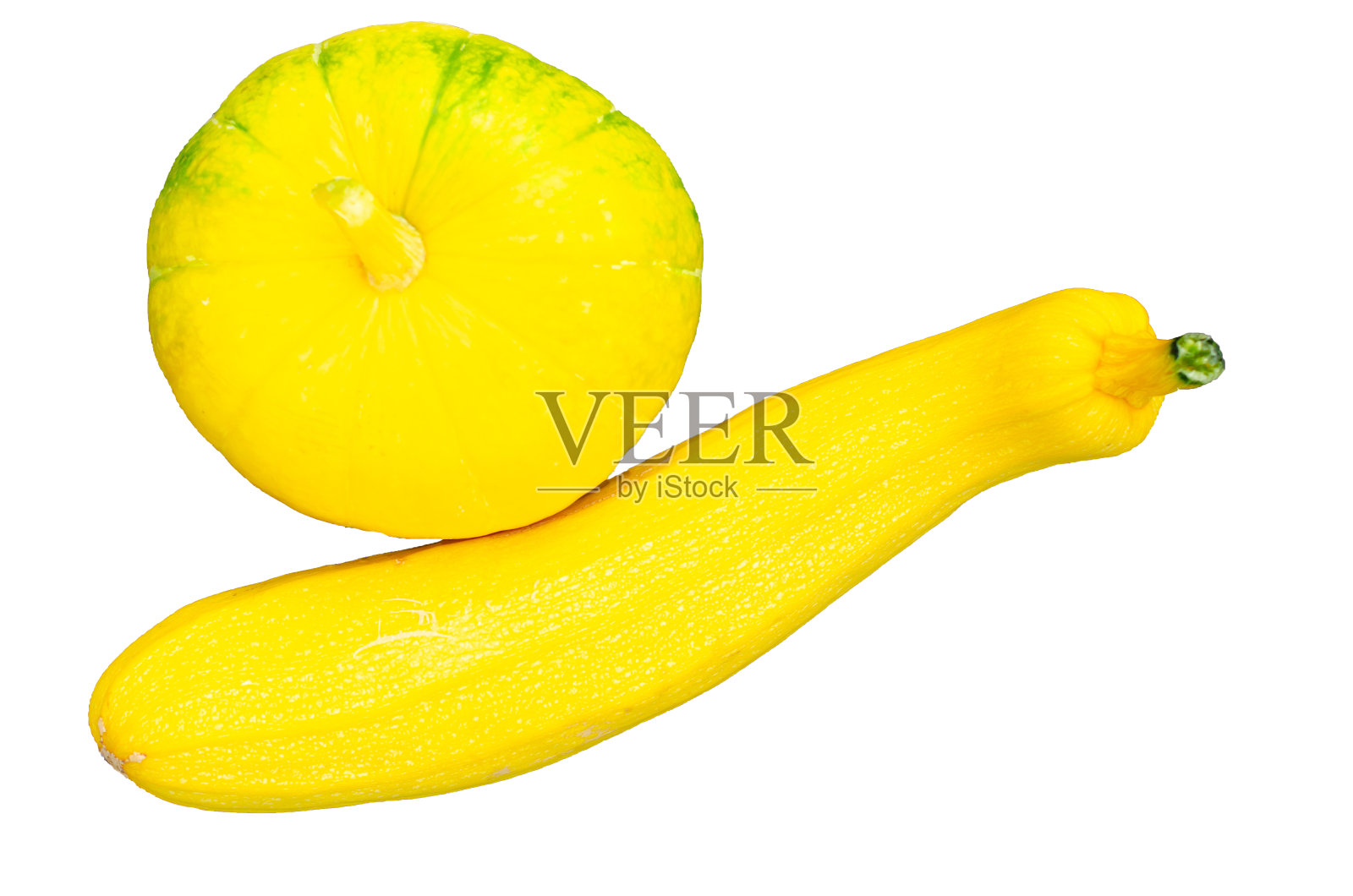 白色背景上的黄色南瓜和西葫芦。新作物的概念。隔离,复制空间。前视图。照片摄影图片