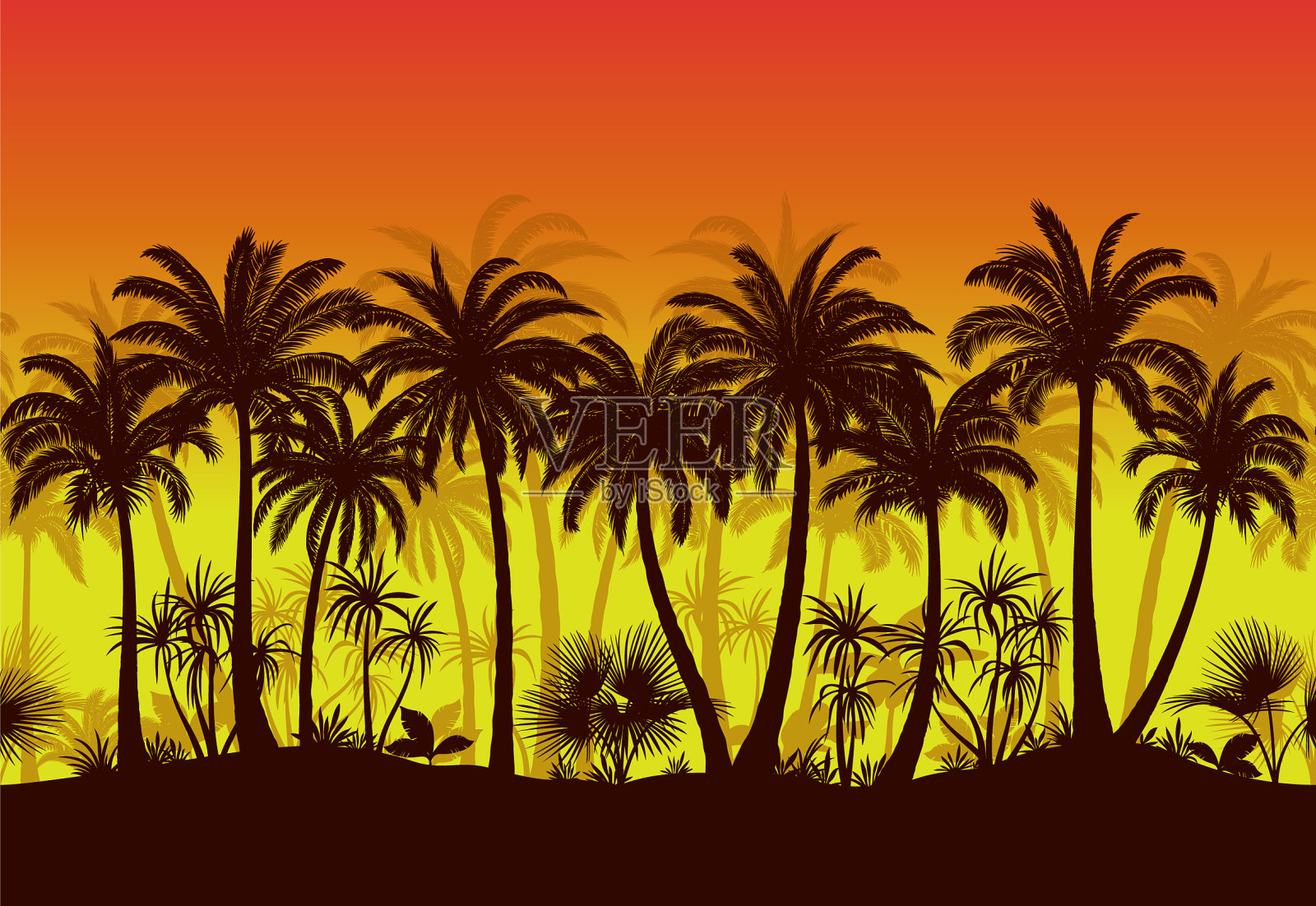 无缝的景观的手掌插画图片素材