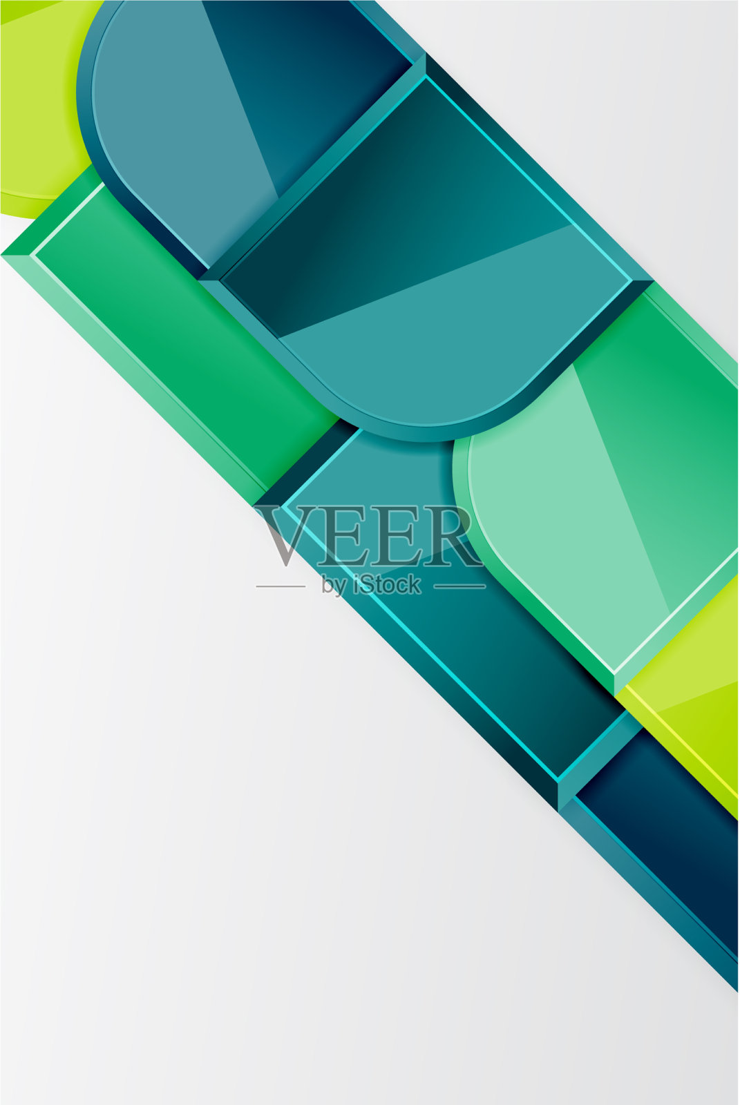 光滑的玻璃方块与圆形元素几何插画图片素材