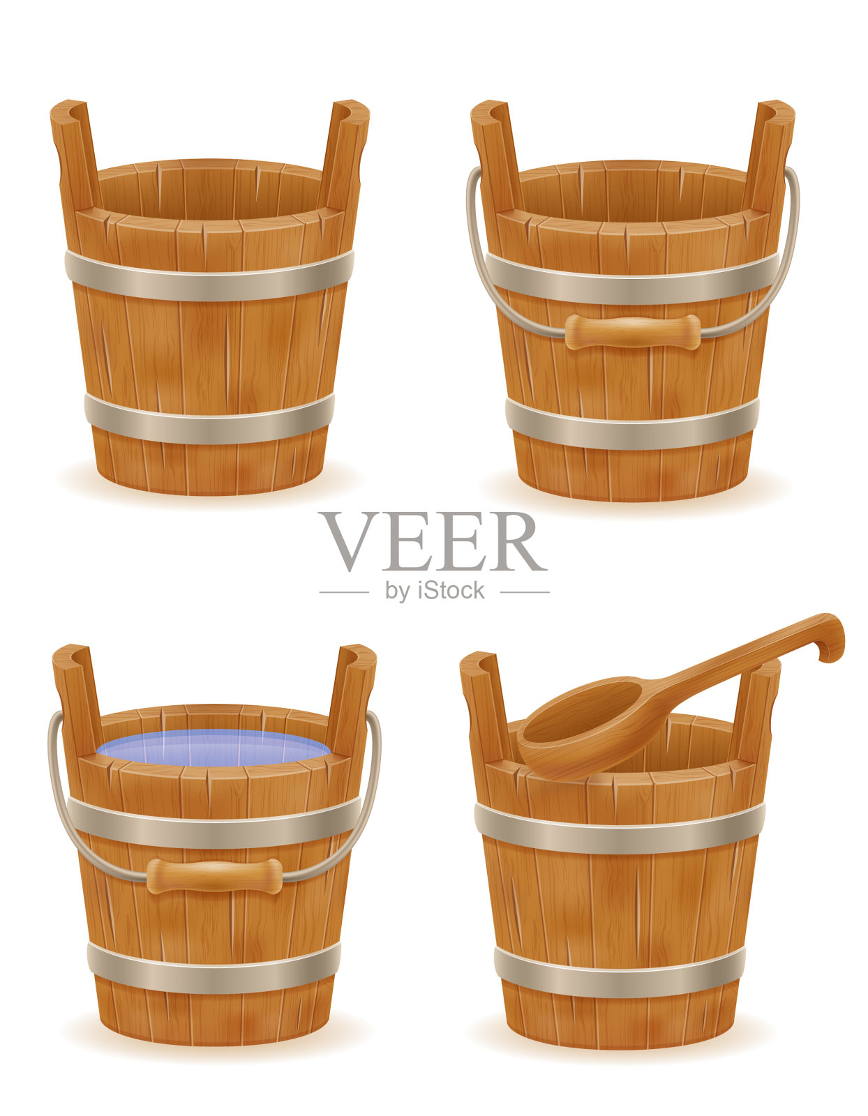 木桶具有古老的木纹复古插画图片素材