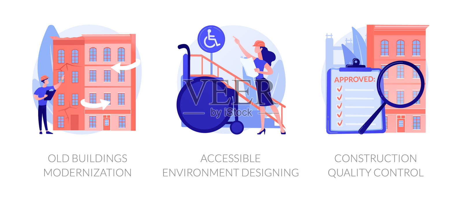 建筑重建抽象隐喻插画图片素材