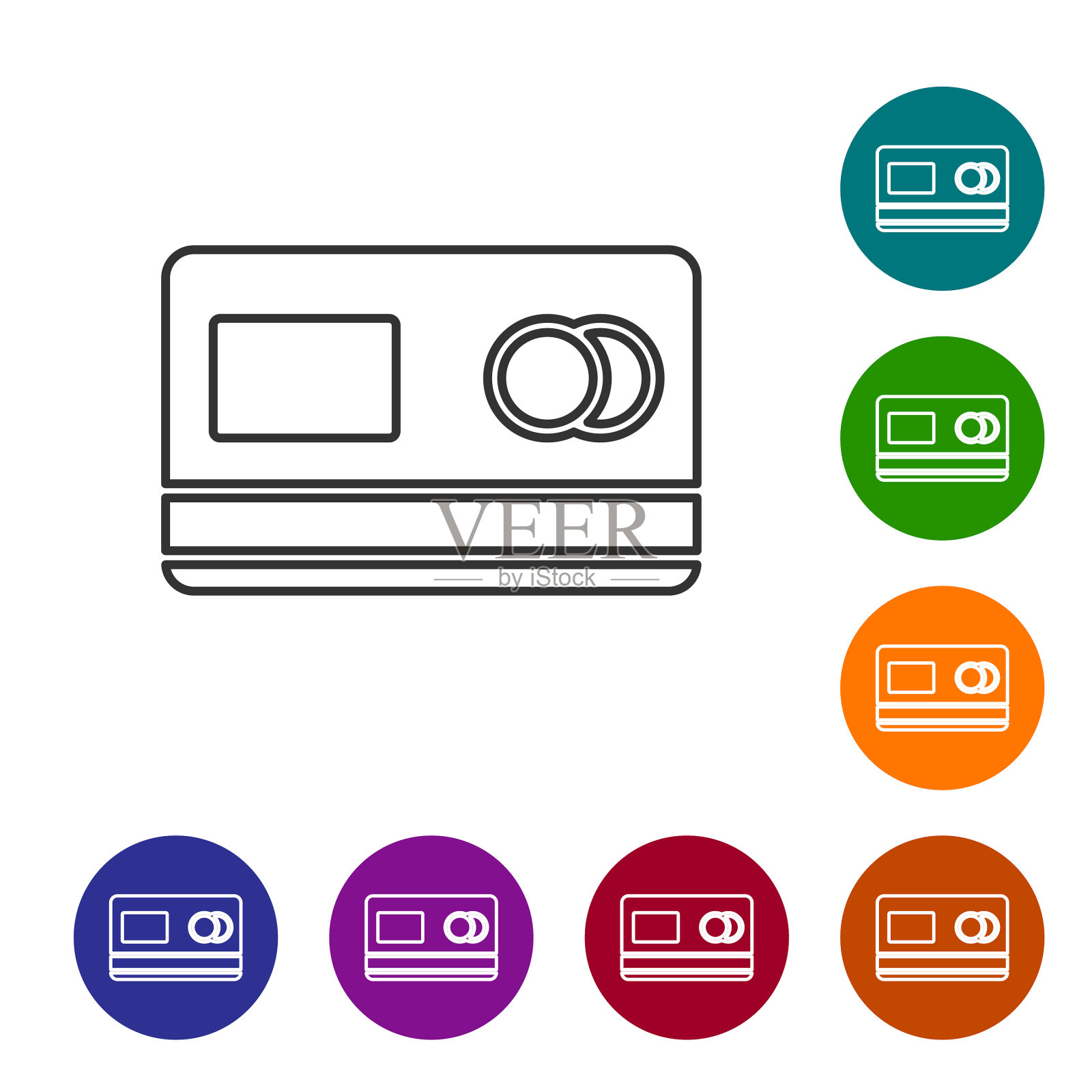 黑线信用卡图标隔离在白色图标素材
