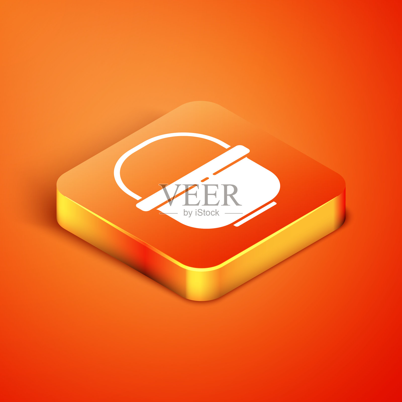 等距露营罐图标孤立在橙色插画图片素材