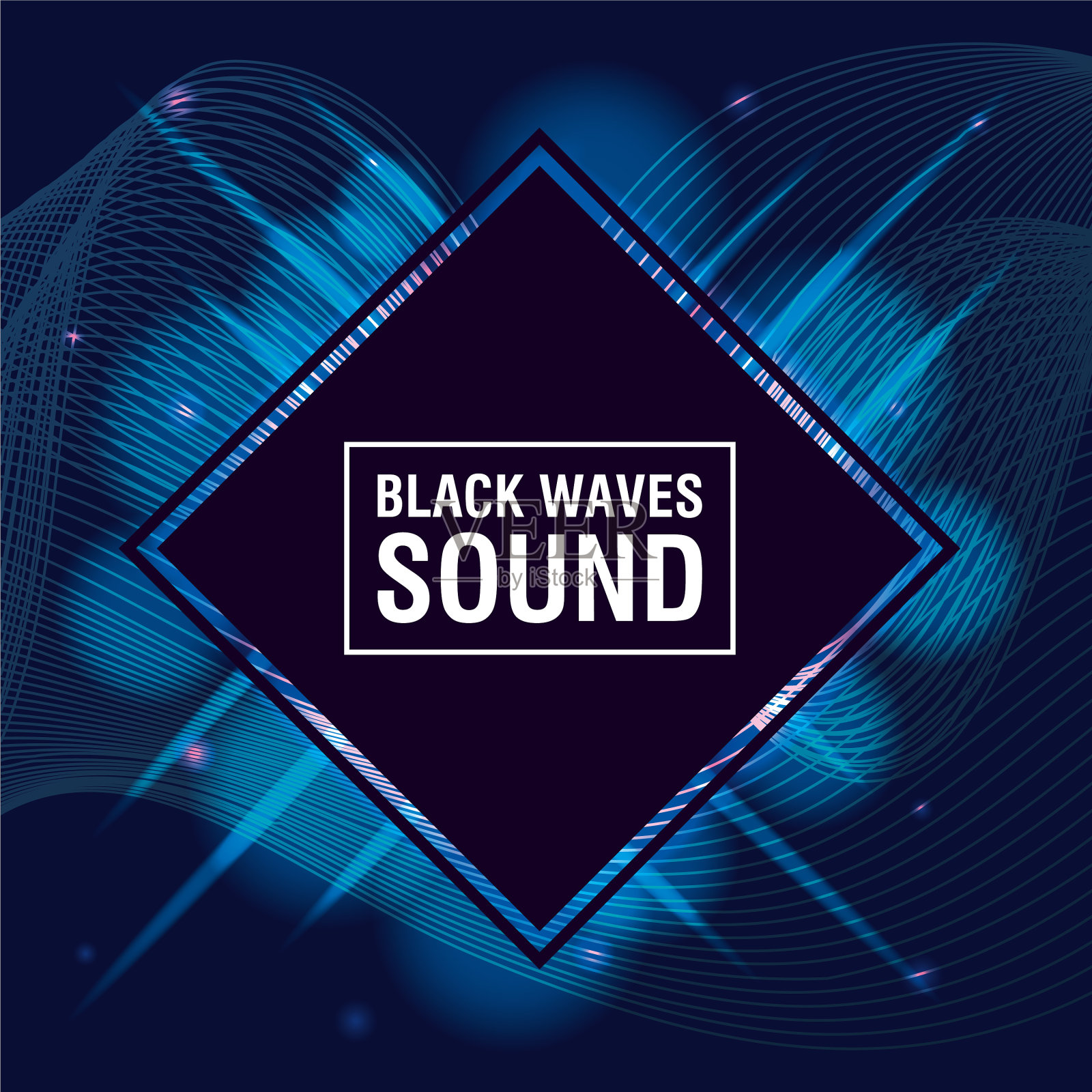 黑色的波浪听起来像是蓝色的背景插画图片素材