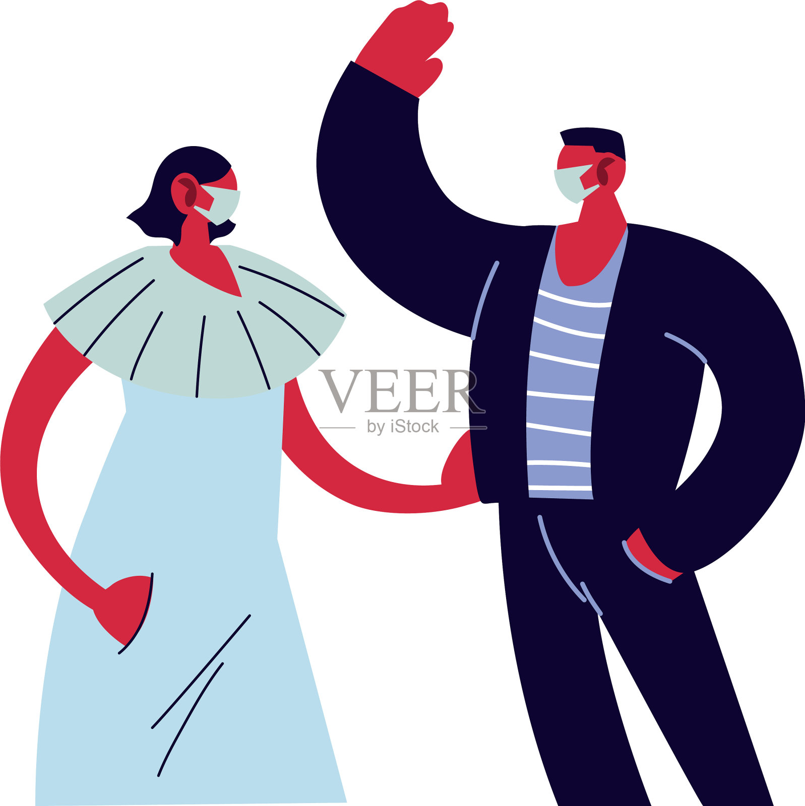 年轻夫妇戴着口罩设计元素图片