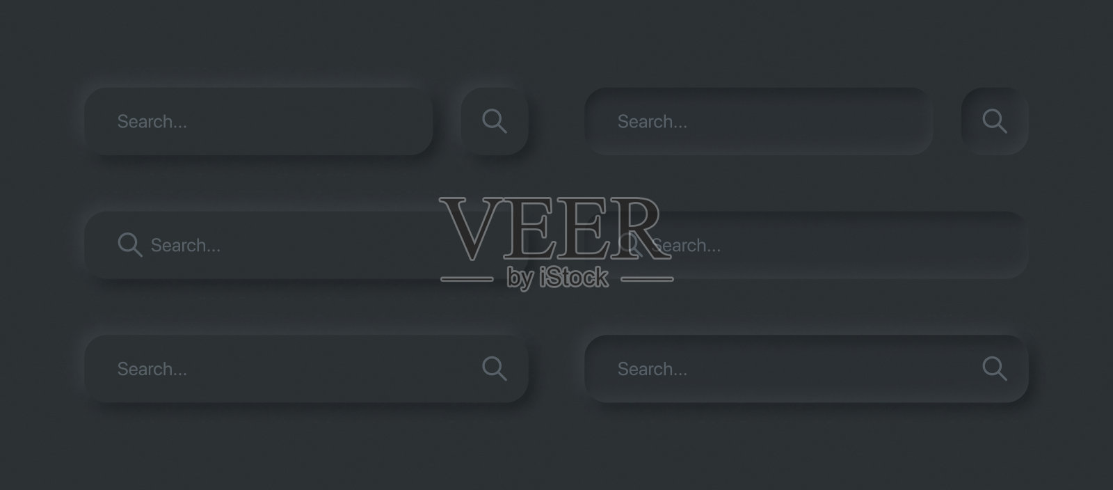 新形态搜索条暗UI设计元素设置向量插画图片素材