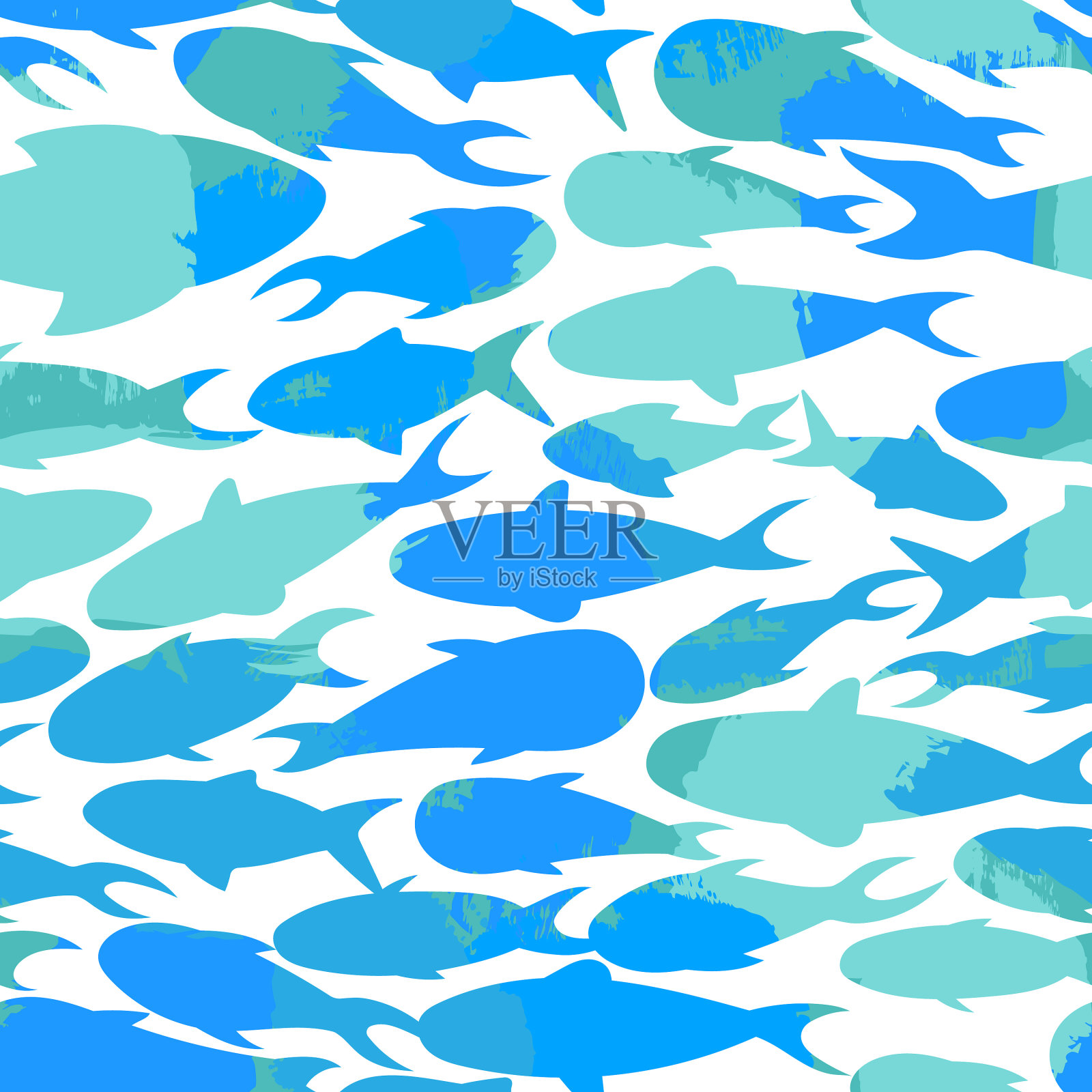 纹理鱼轮廓插画图片素材