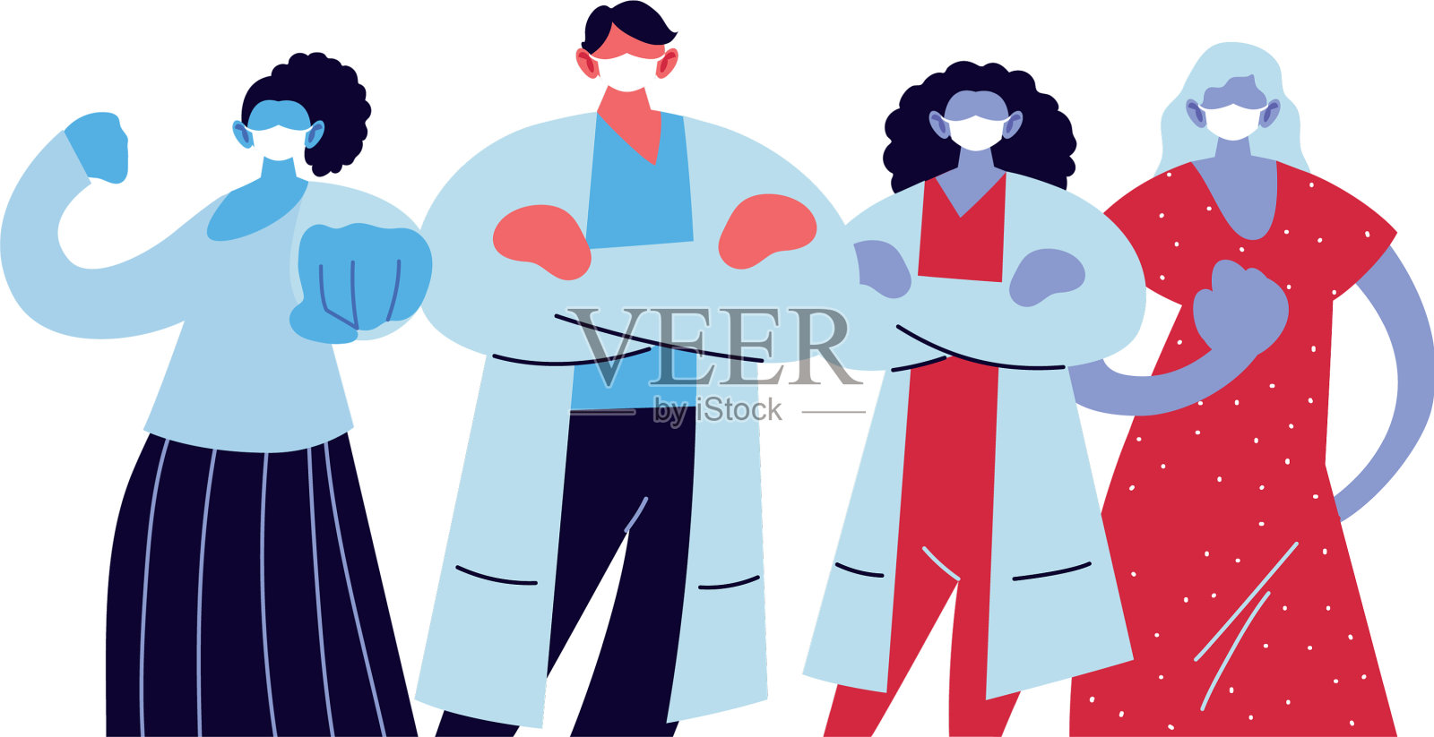 年轻的医生和病人戴着口罩设计元素图片