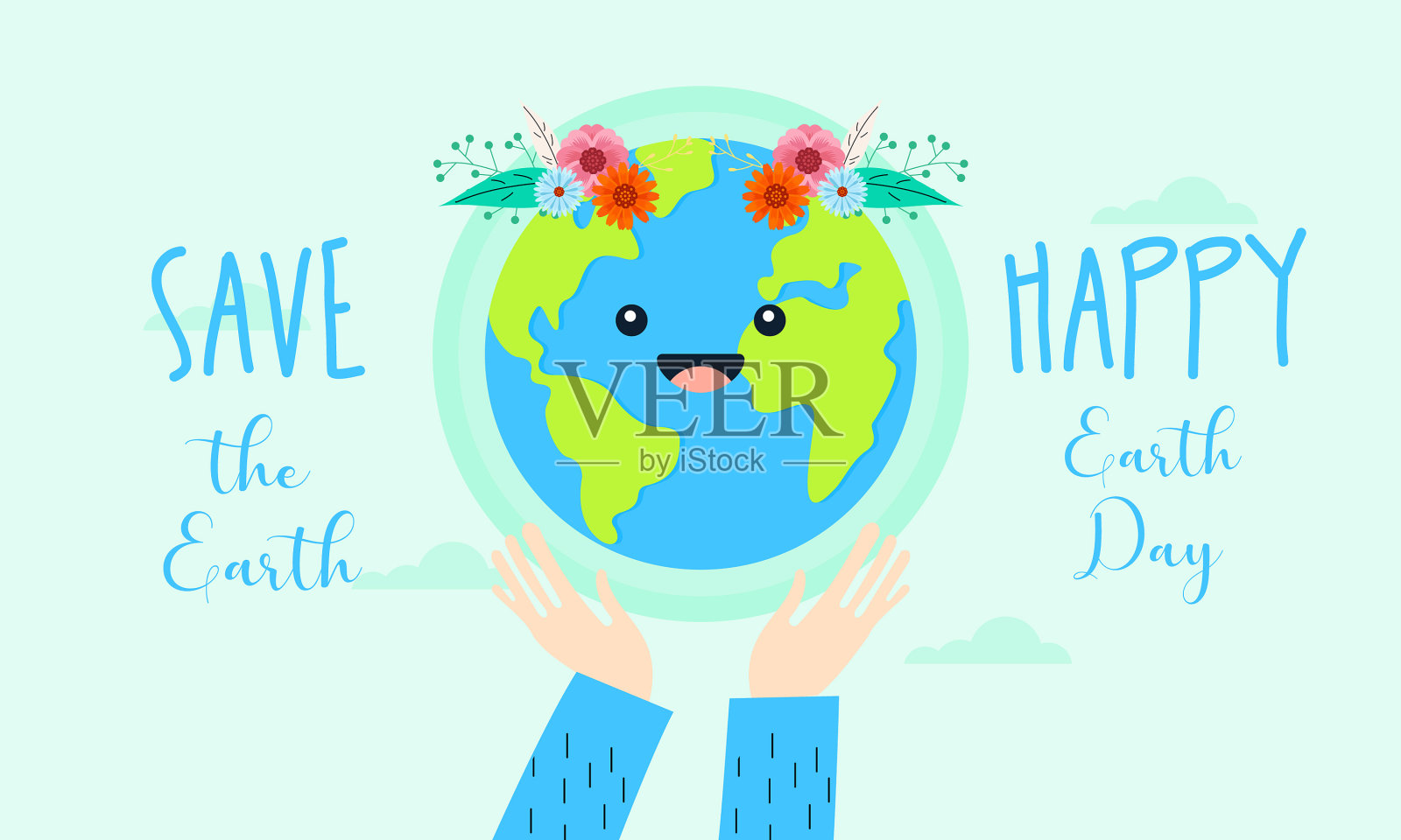 快乐的国际地球日背景插画图片素材
