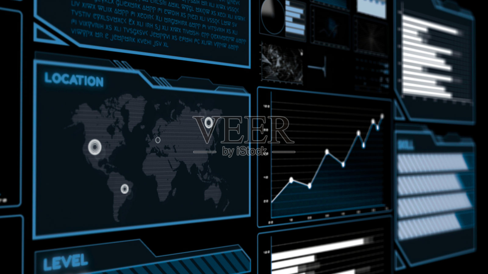 未来的用户界面仪表板的大数据分析在信息图表照片摄影图片
