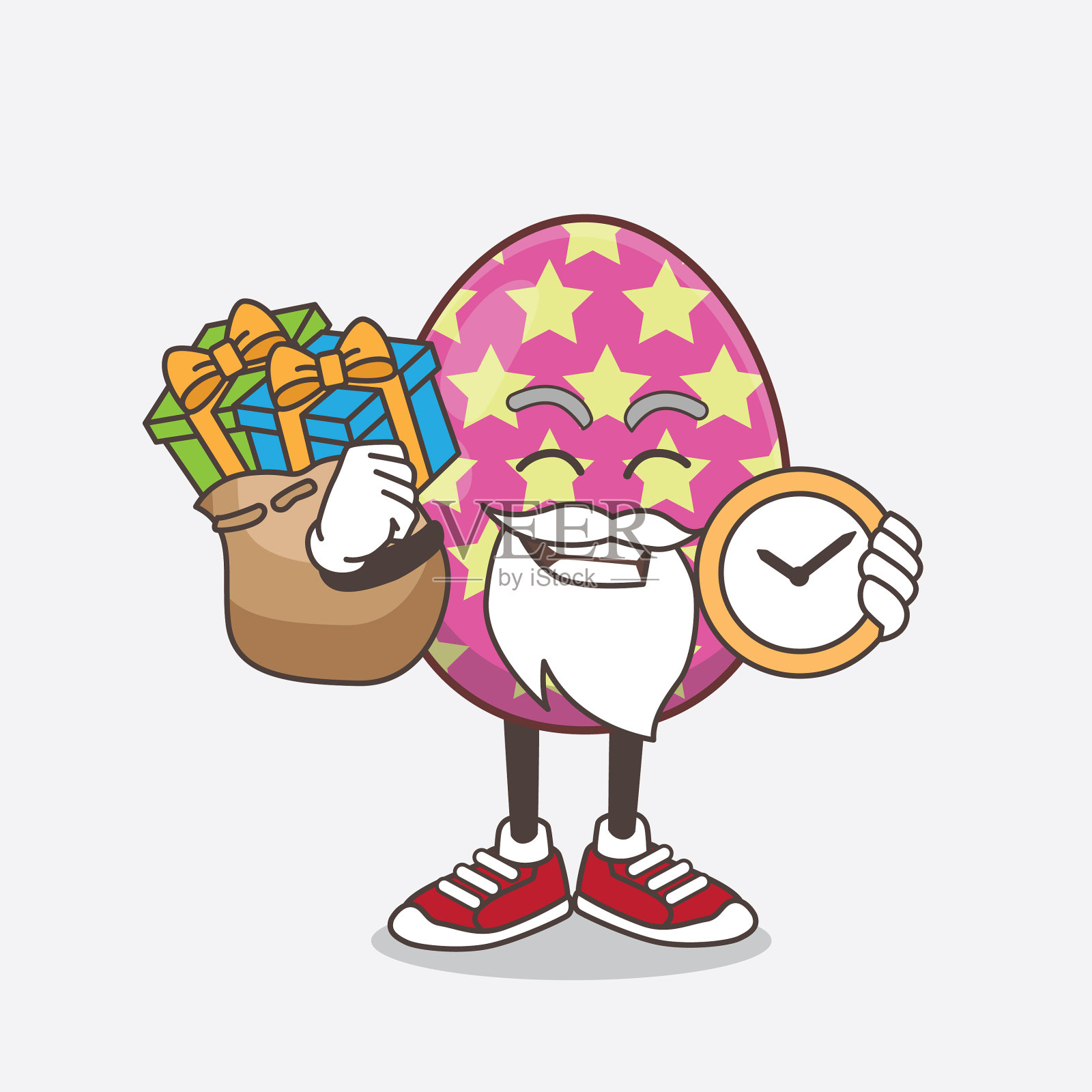 复活节彩蛋卡通圣诞老人的吉祥物人物插画图片素材