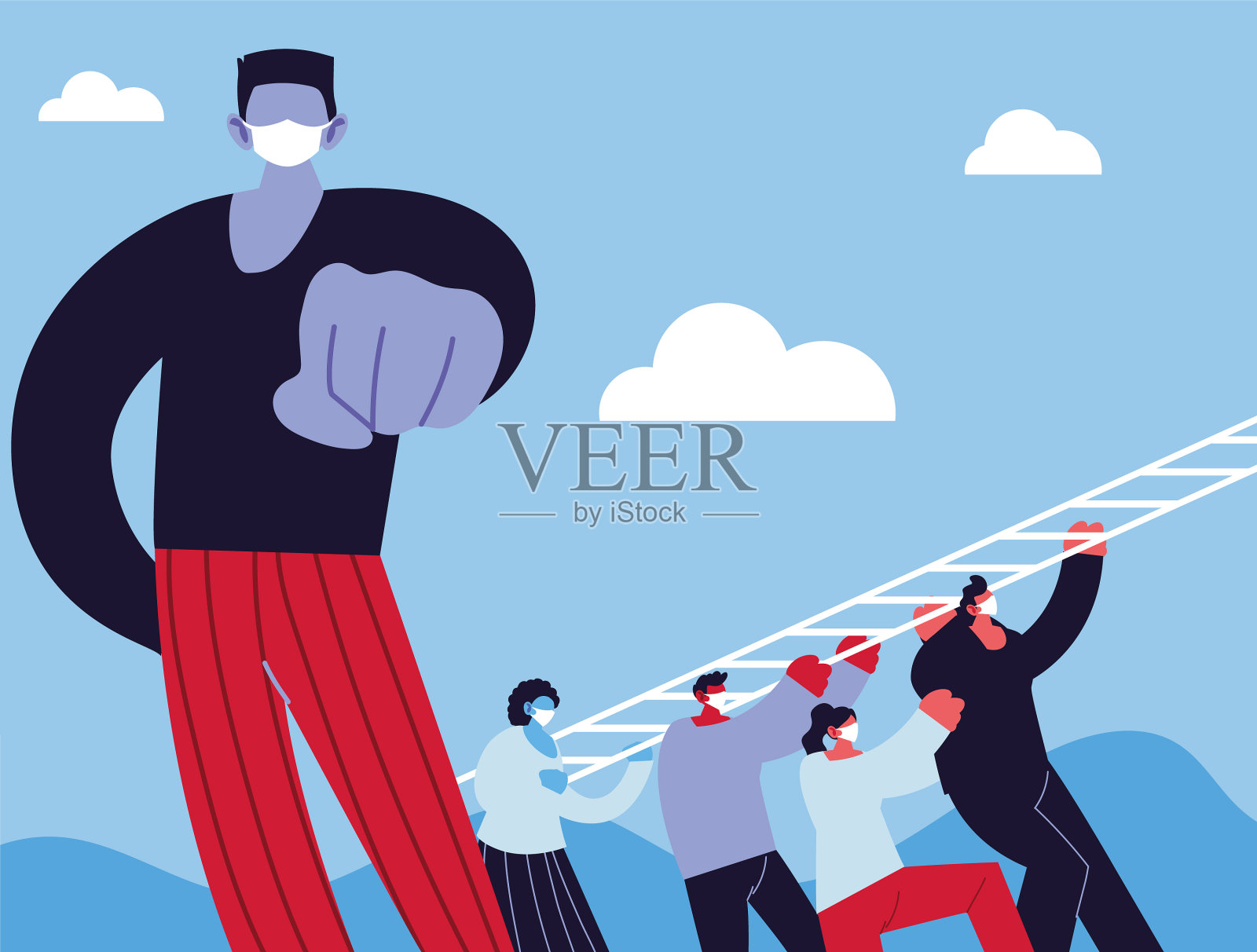 人们试图阻止冠状病毒的爆发插画图片素材