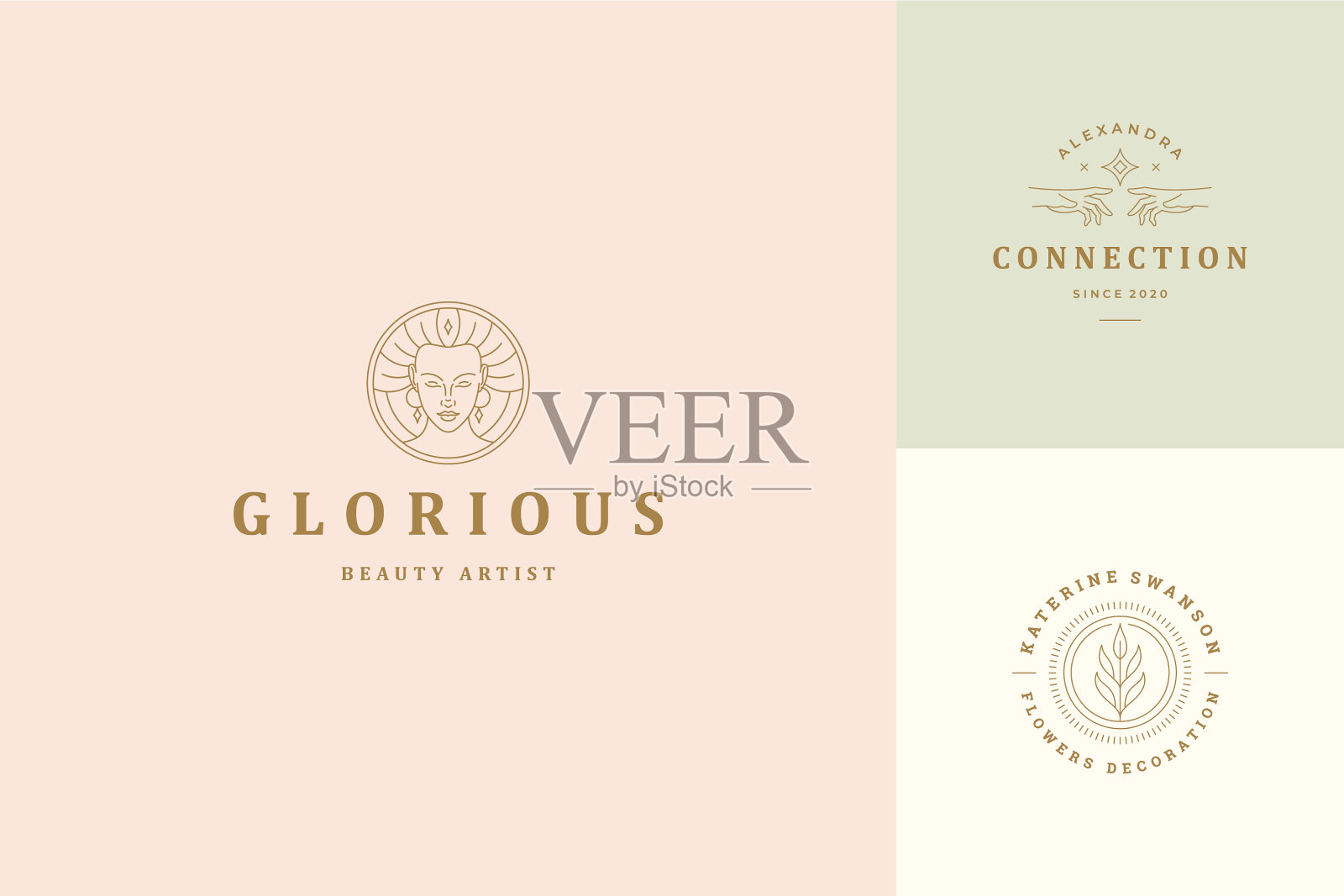 美丽的女性线条脸与飘动的头发插画图片素材