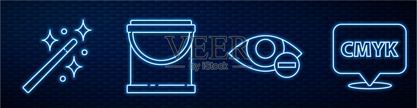 设定线条红眼效果魔术棒油漆桶插画图片素材