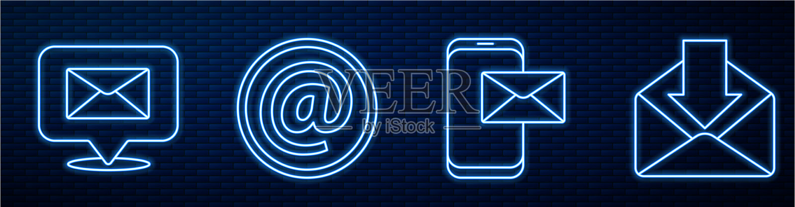 设置线路移动和信封语音气泡插画图片素材