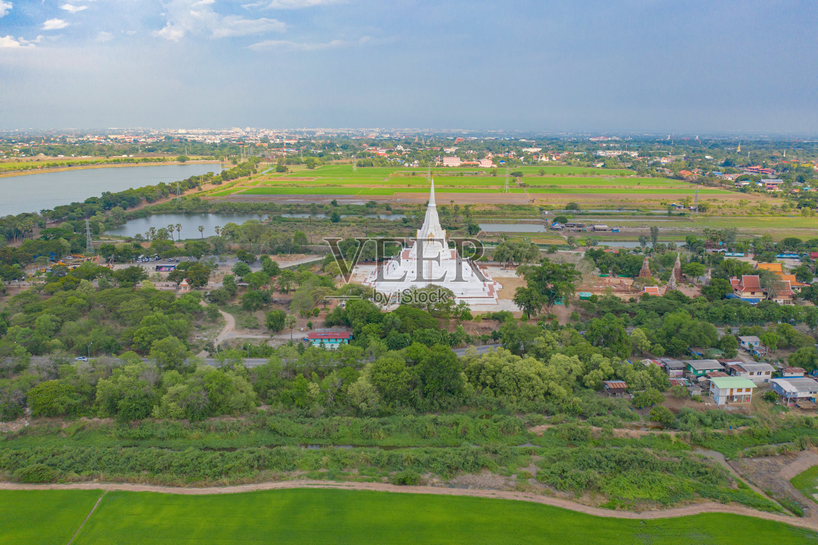 鸟瞰图大城府，素可泰附近曼谷市，泰国。泰国著名旅游景点旅游概念。泰国的建筑。照片摄影图片