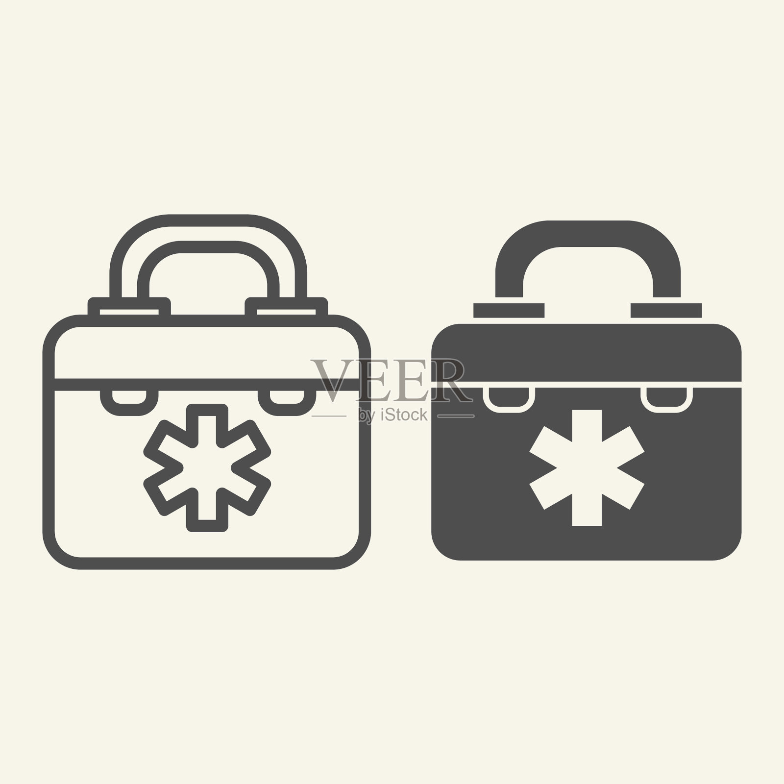 医疗袋线和固体图标医院医生图标素材