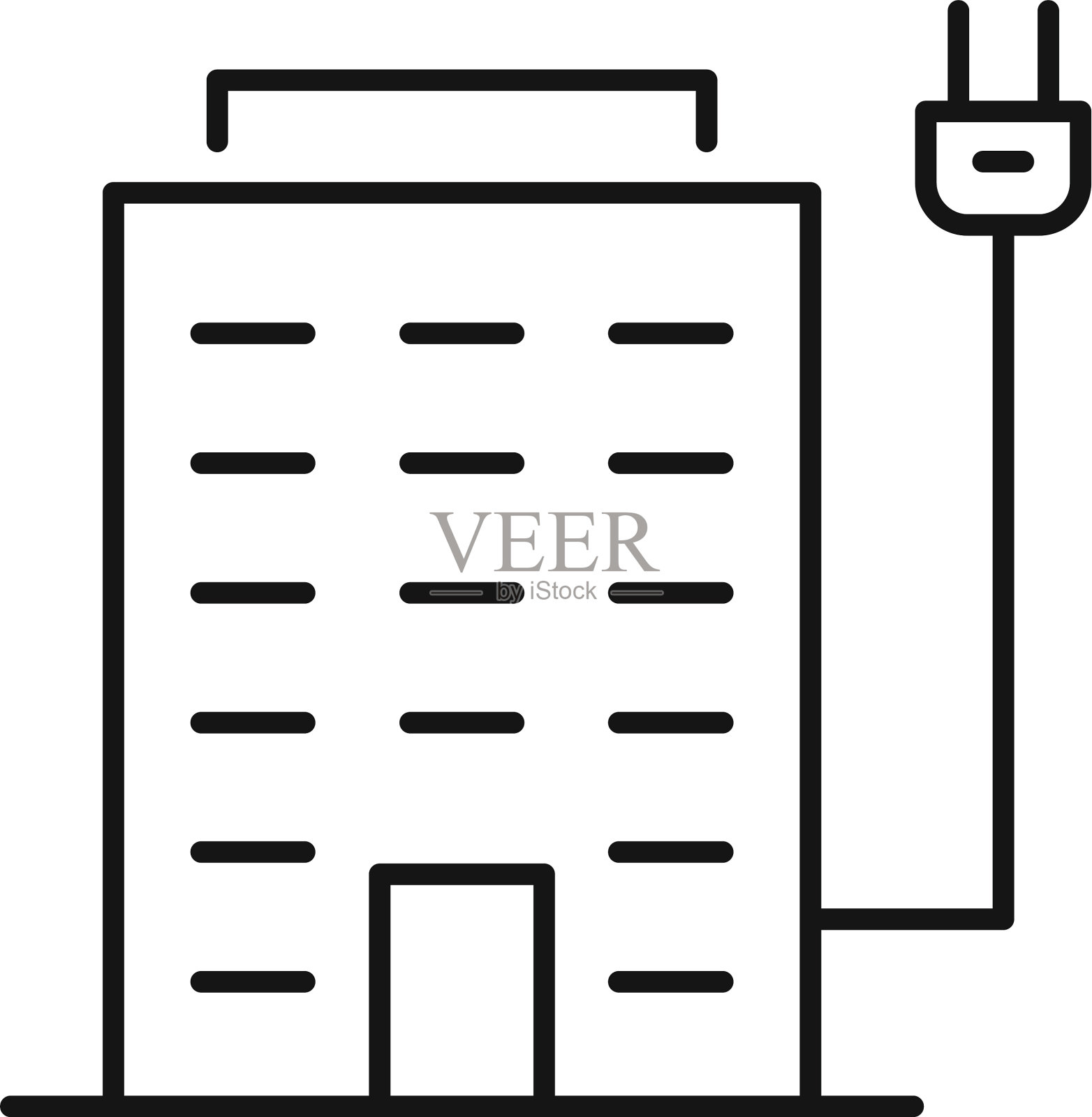 自治城市房屋图标轮廓风格图标素材