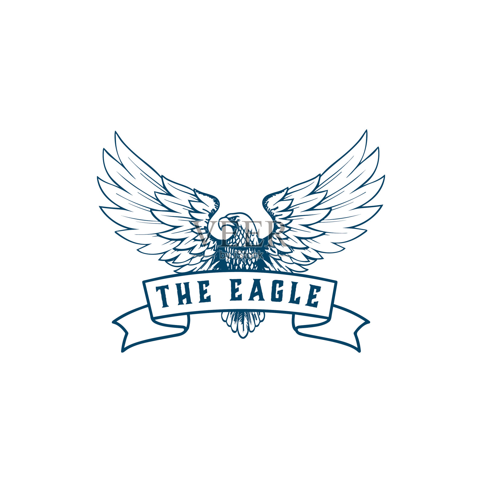 美洲鹰用丝带展开翅膀设计元素图片