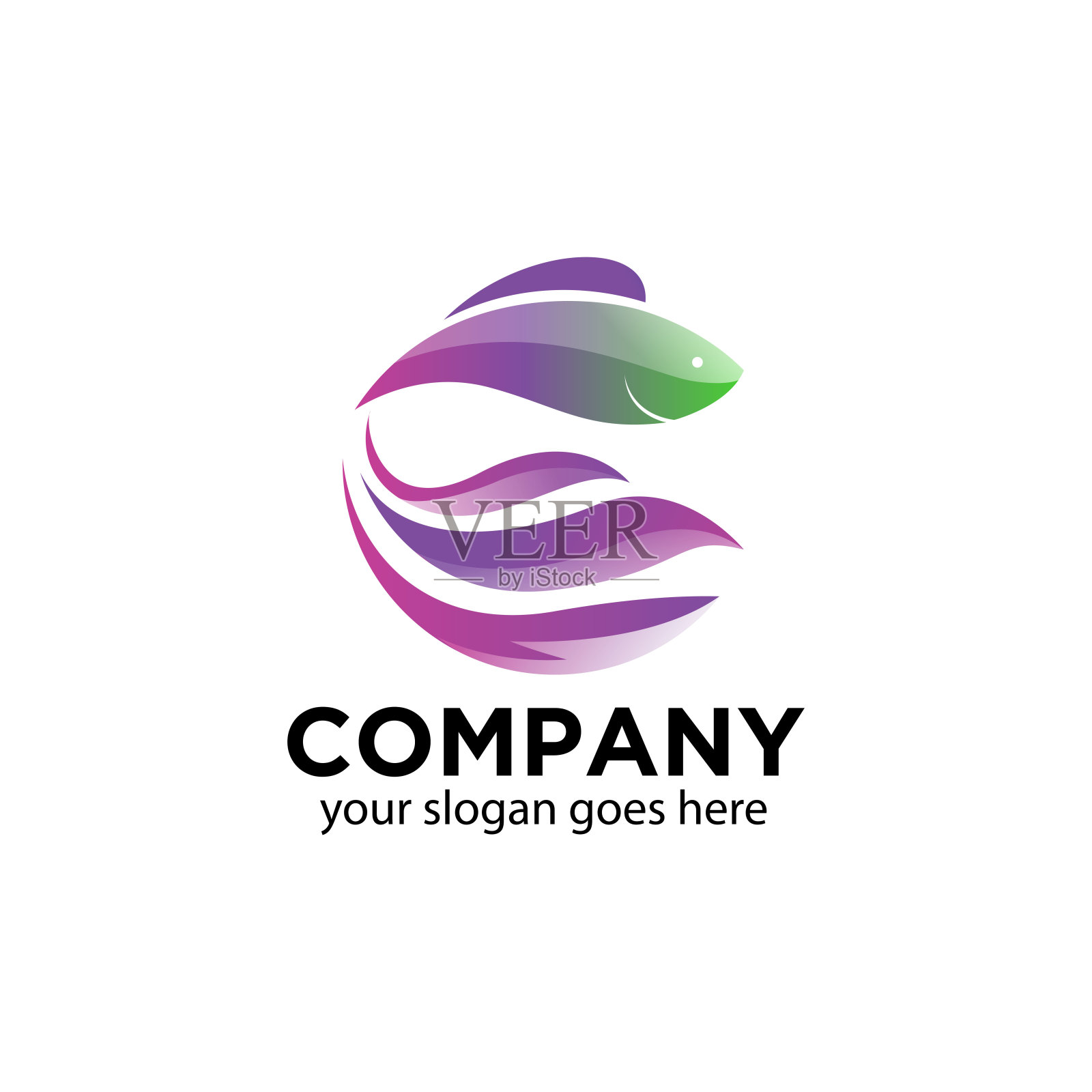 现代暹罗斗鱼标志插画图片素材