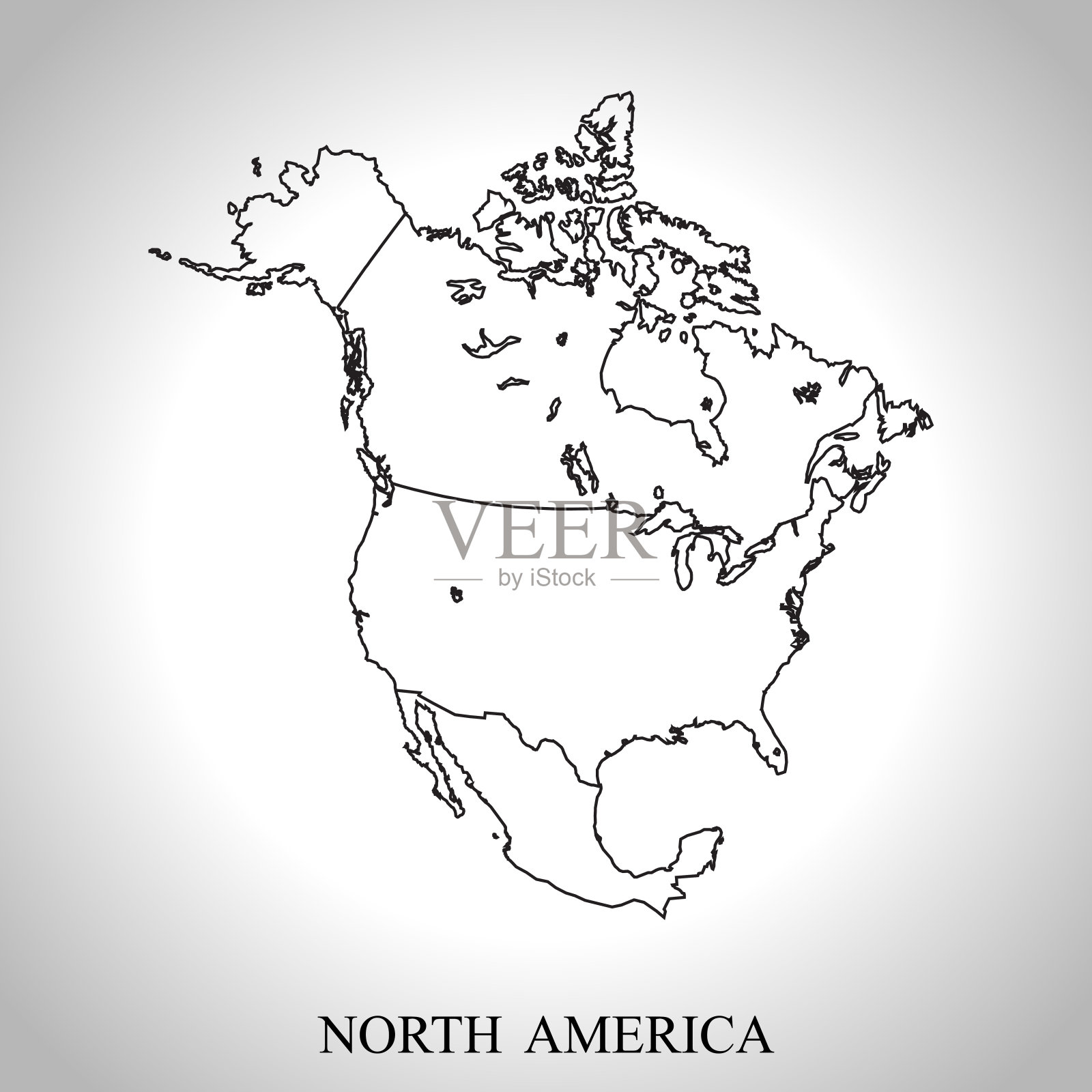 北美地图插画图片素材