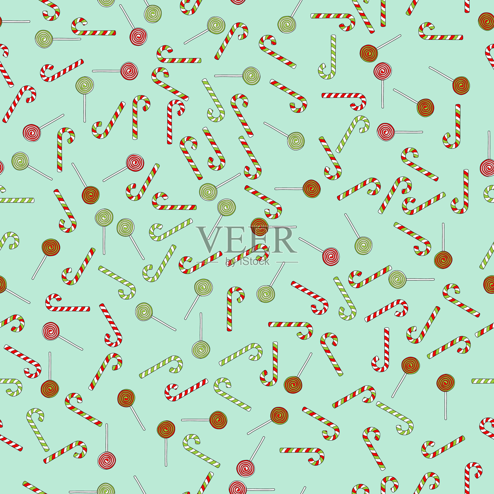 手绘矢量圣诞无缝模式插画图片素材