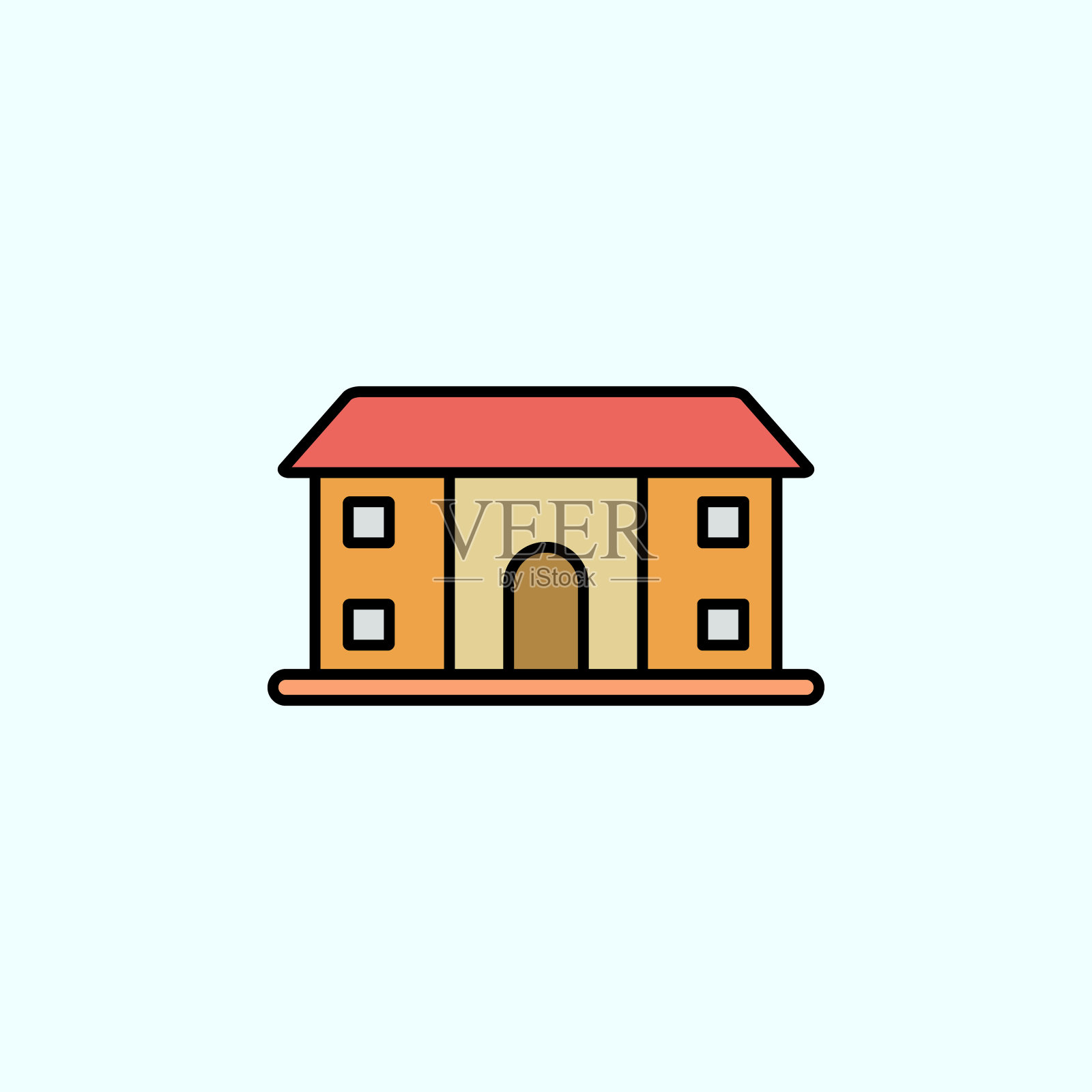 建筑，大学颜色矢量图标，矢量插图图标素材