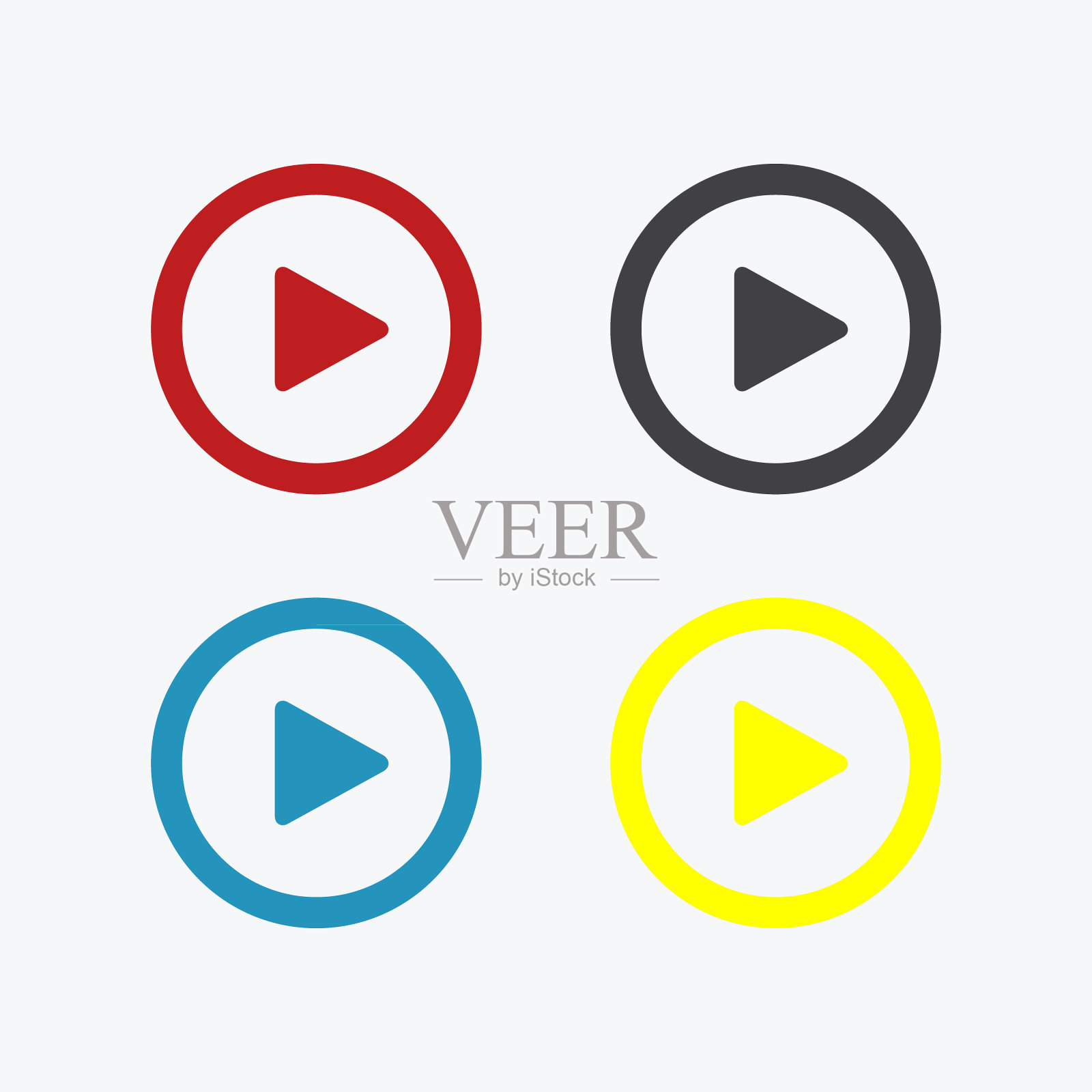 彩色插图播放圆形按钮设计元素图片