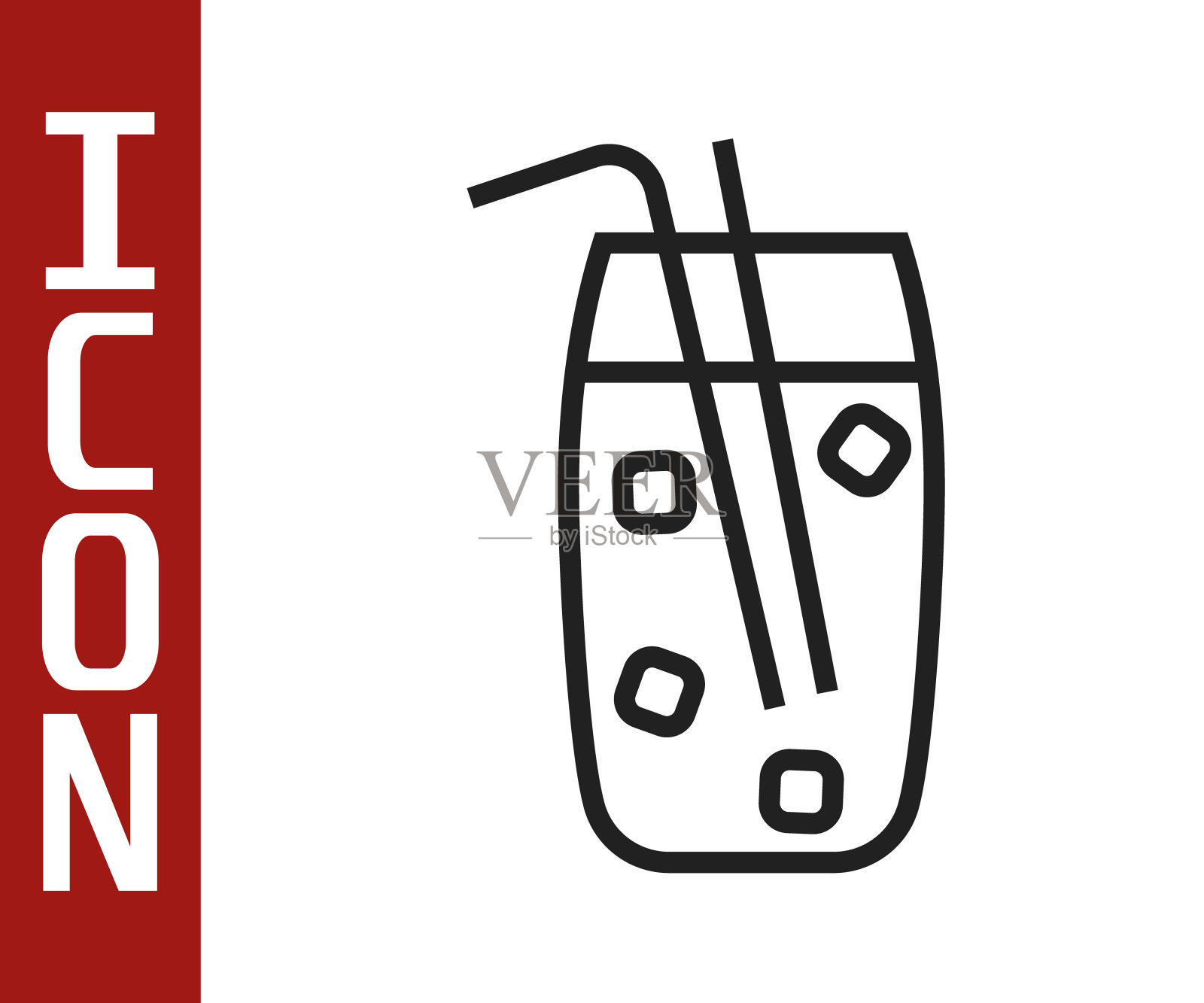 黑线鸡尾酒和酒精饮料图标隔离在白色背景上。矢量图插画图片素材