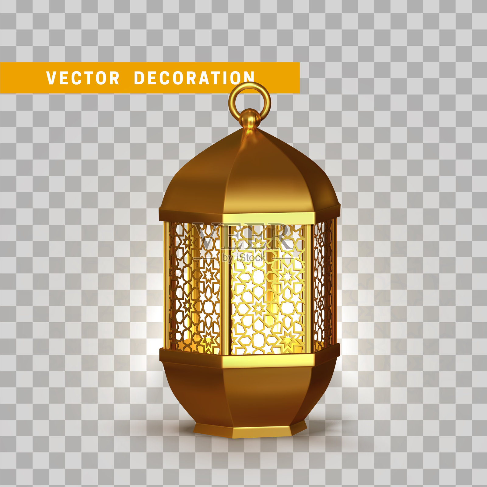 黄金的灯笼。阿拉伯人用现实的孤立的灯。插画图片素材