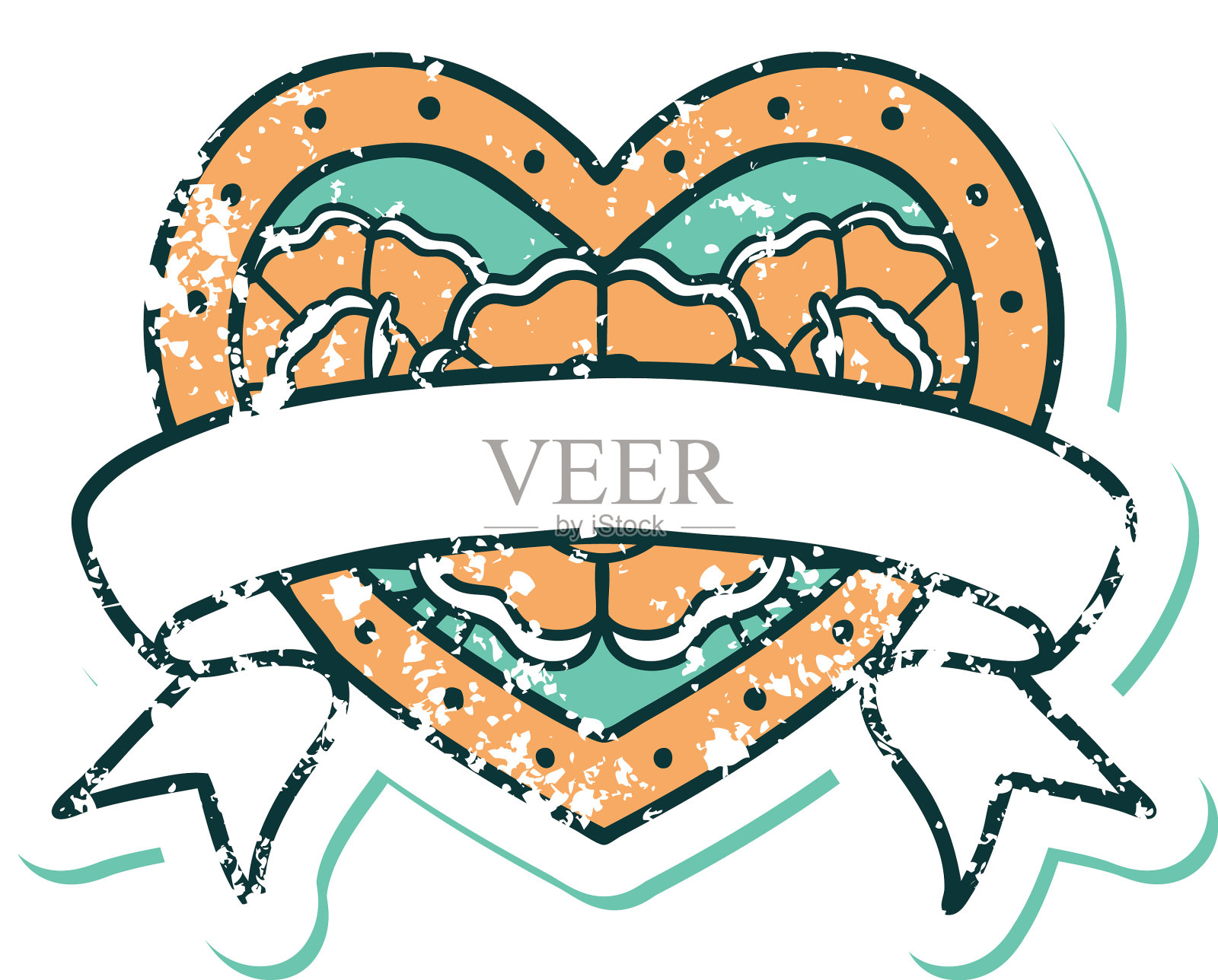 心疼贴纸纹身风格图标一颗心设计元素图片