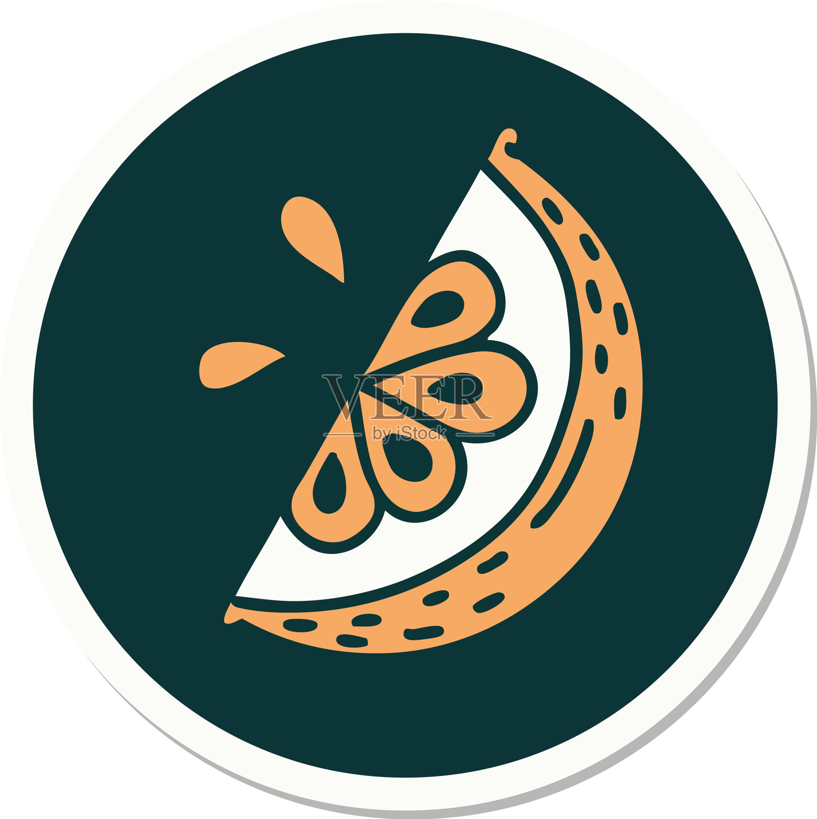 纹身风格贴纸一片柠檬图标素材