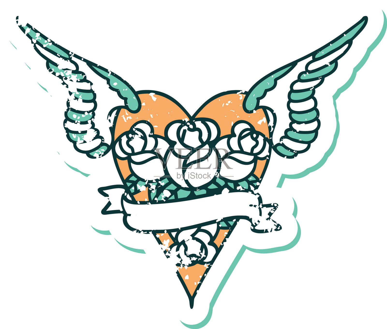 心疼贴纸纹身风格图标一飞设计元素图片