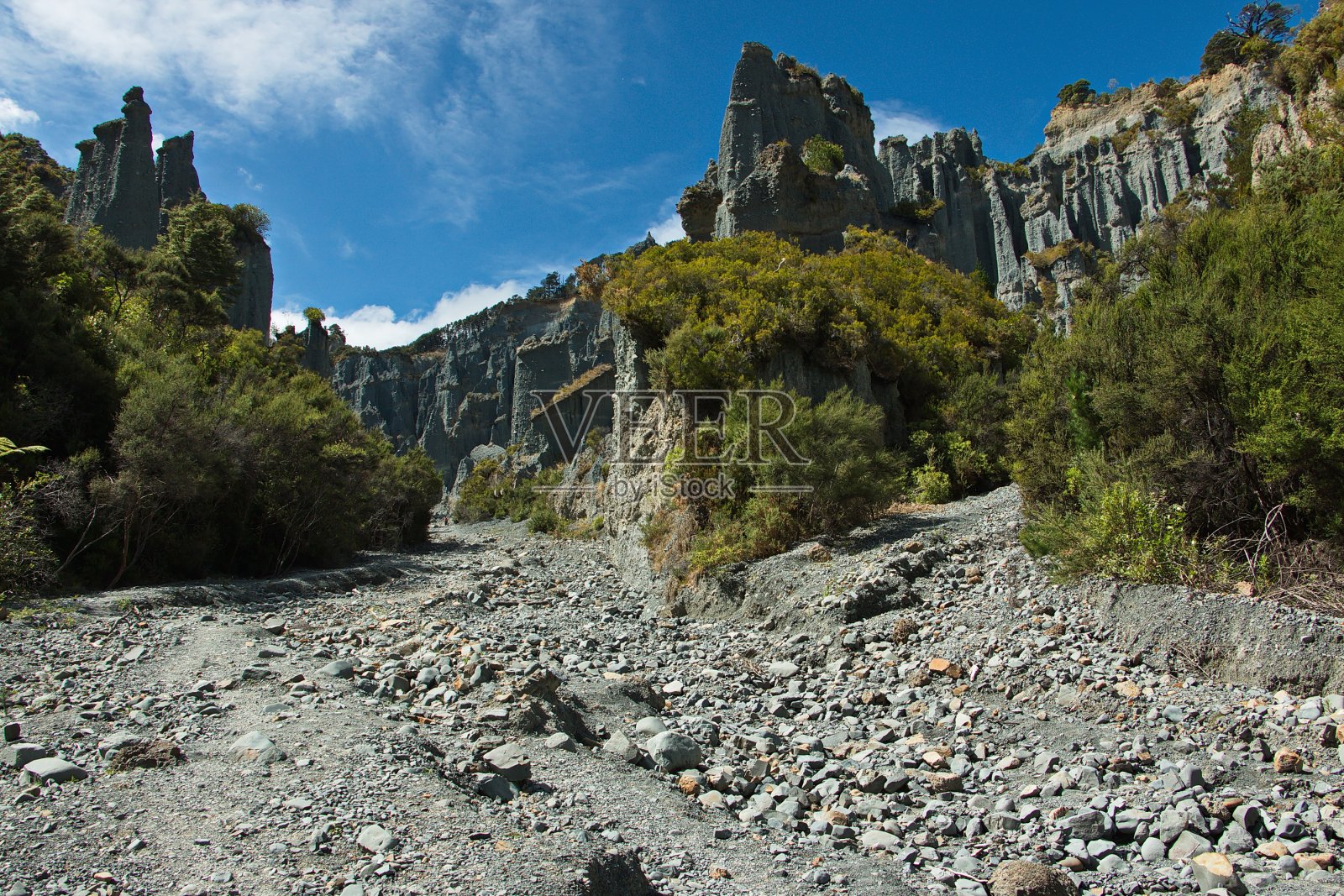 新西兰北岛惠灵顿地区的Putangirua尖塔照片摄影图片