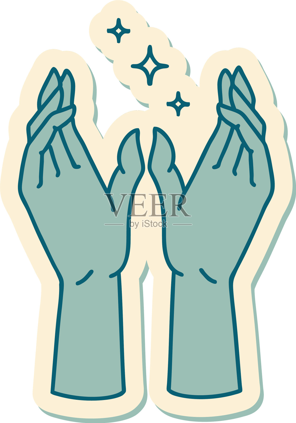 纹身风格贴纸伸向双手设计元素图片