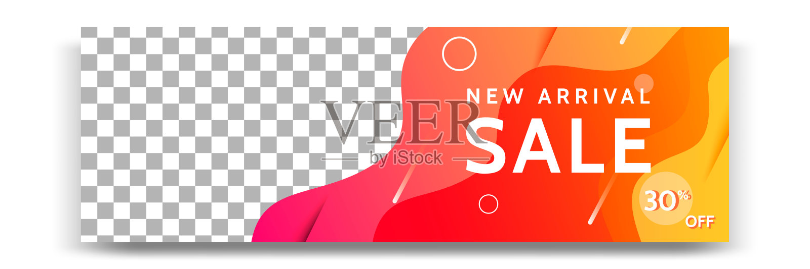 横向网页横幅销售折扣促销与流体波设计元素插画图片素材