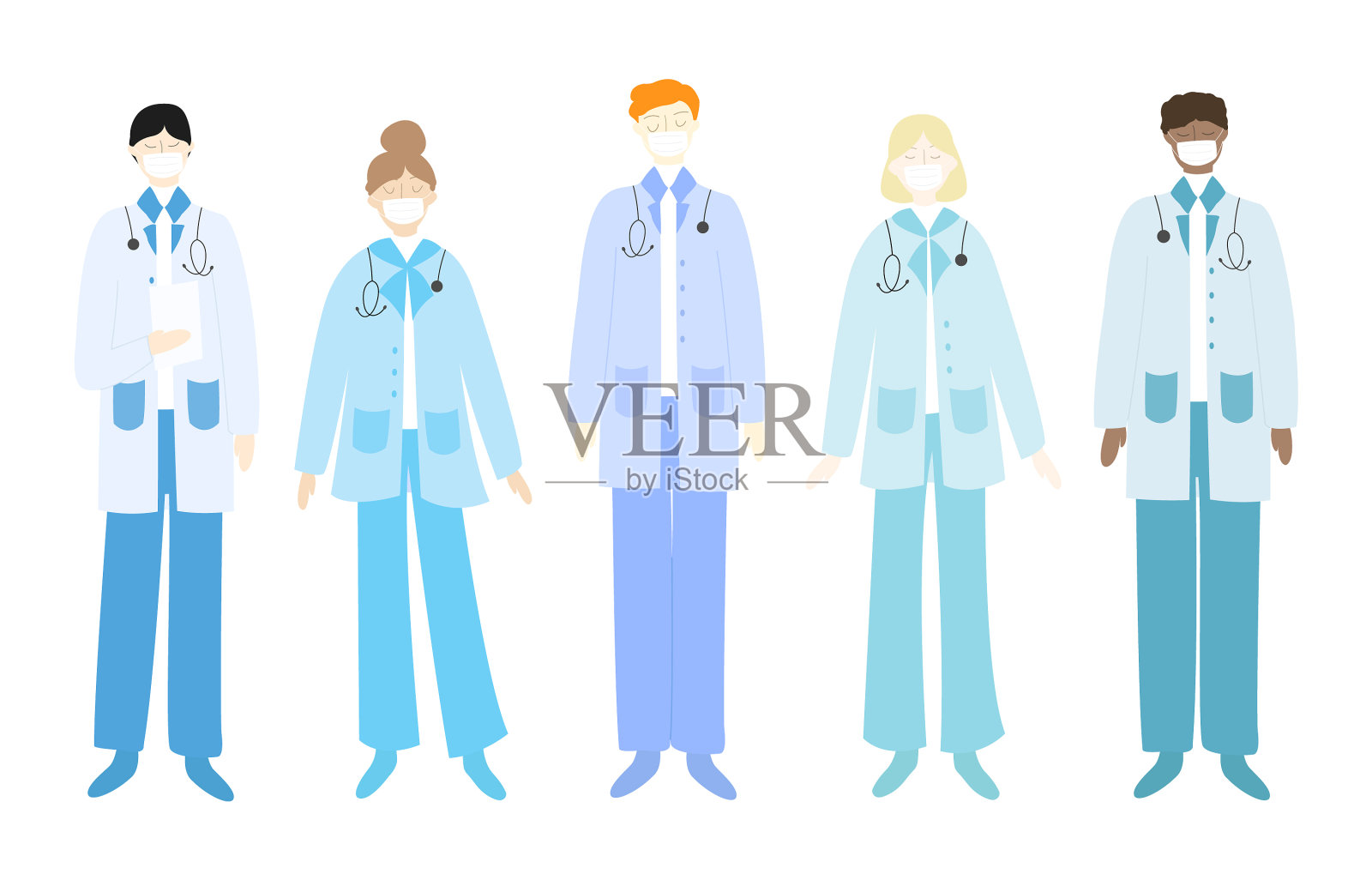 让医生戴上口罩插画图片素材