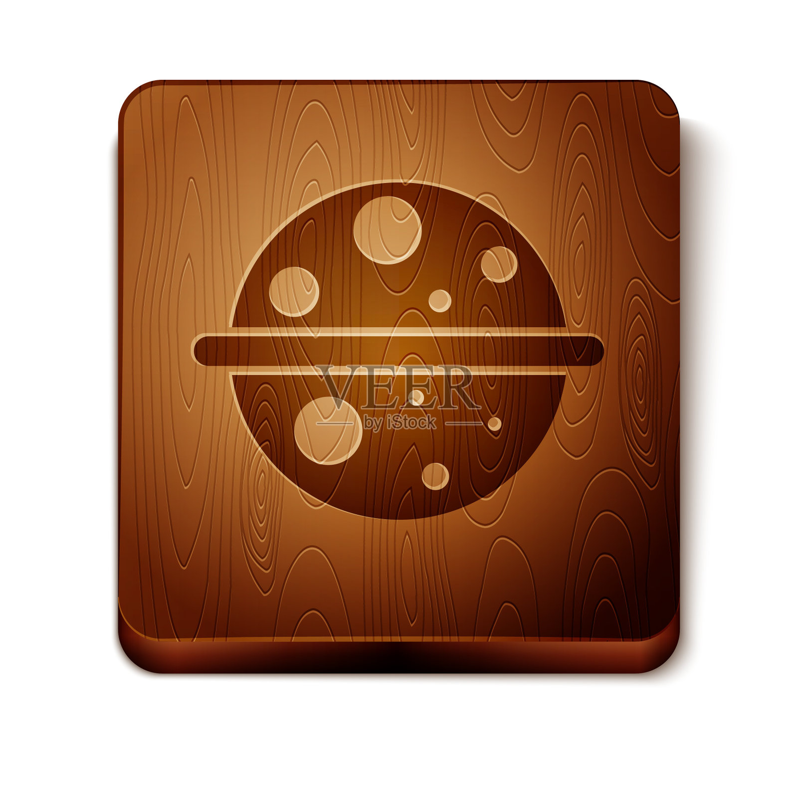 带有行星环系统的棕色行星土星插画图片素材